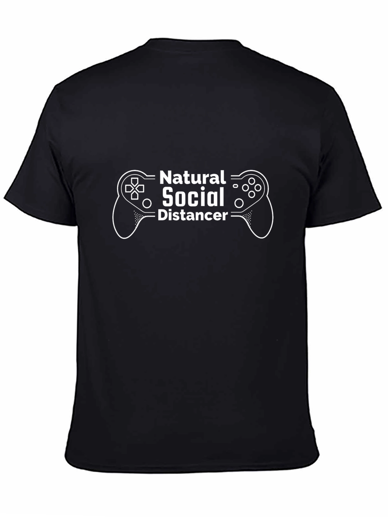 Black Natural Social Distancer Gamer T-Shirt view 4