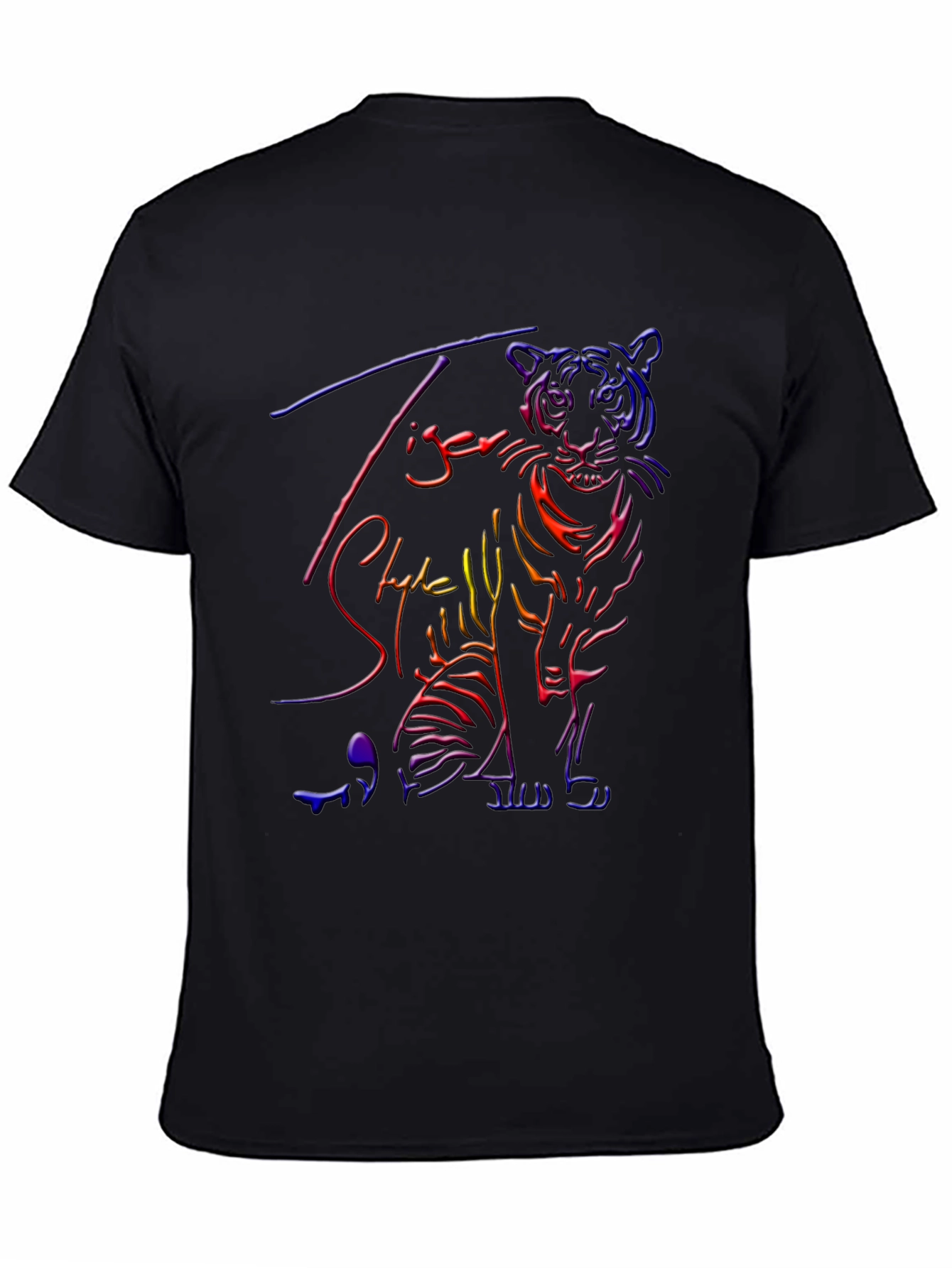 Black Neon Tiger Graphic T-Shirt - Cool Style view 4