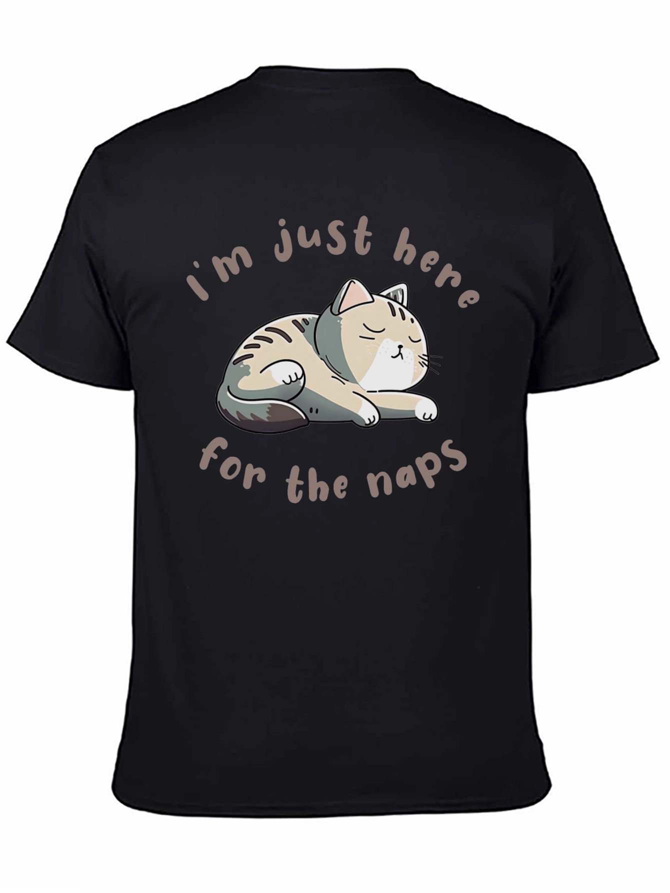 Black Funny Cat Naps T-Shirt - Relaxed Fit view 4