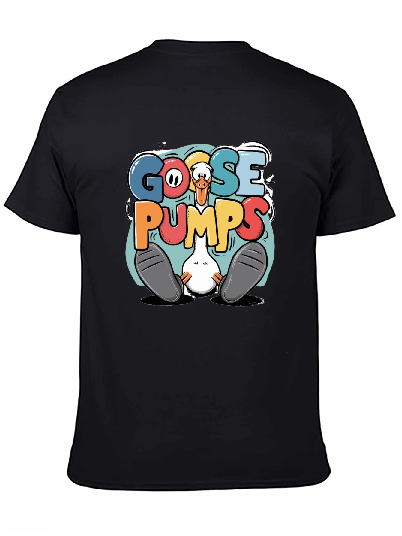 Black Goosebumps Graphic Tee - Funny Cartoon Goose T-Shirt view 4
