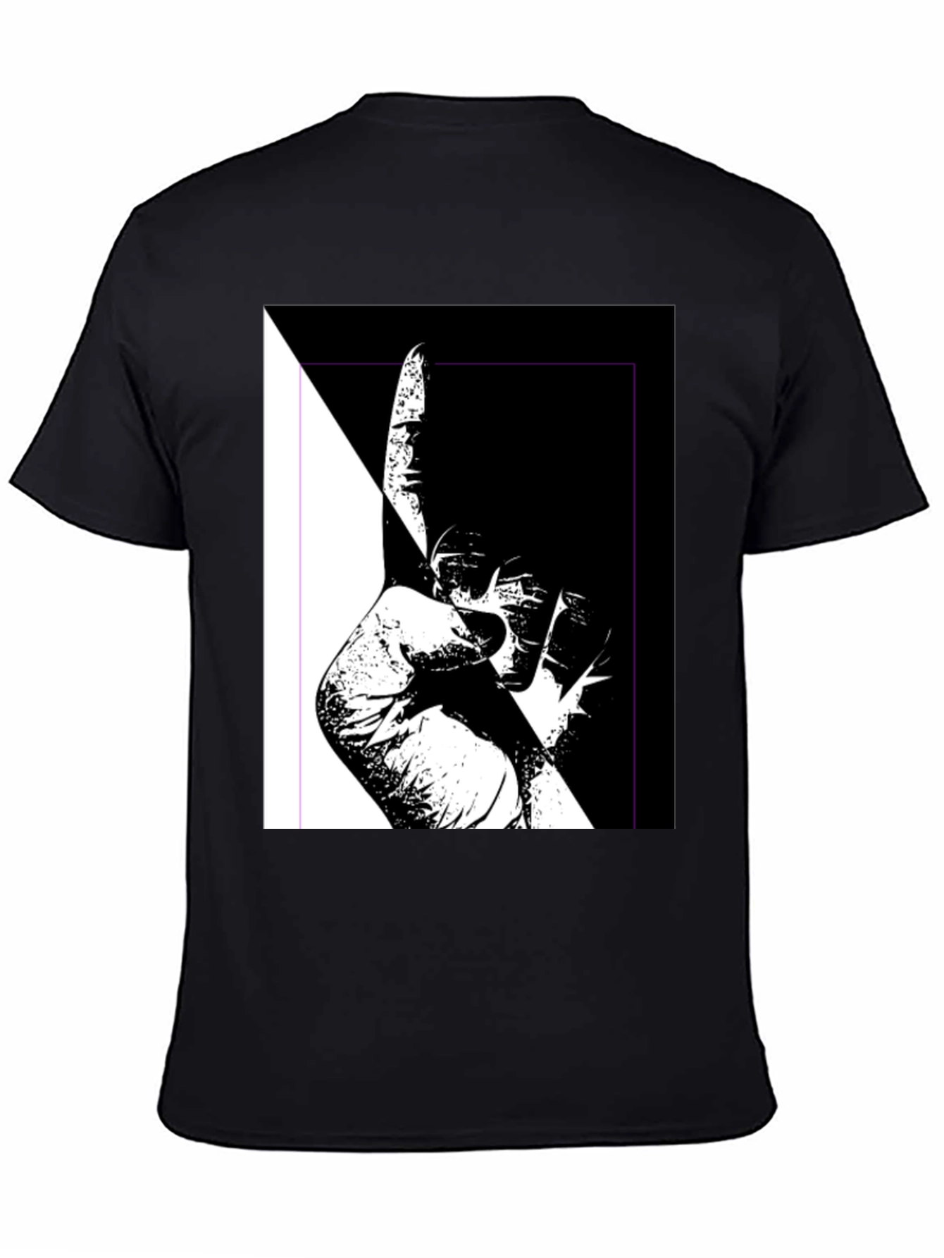 Black Unique Black & White Graphic Tee view 4