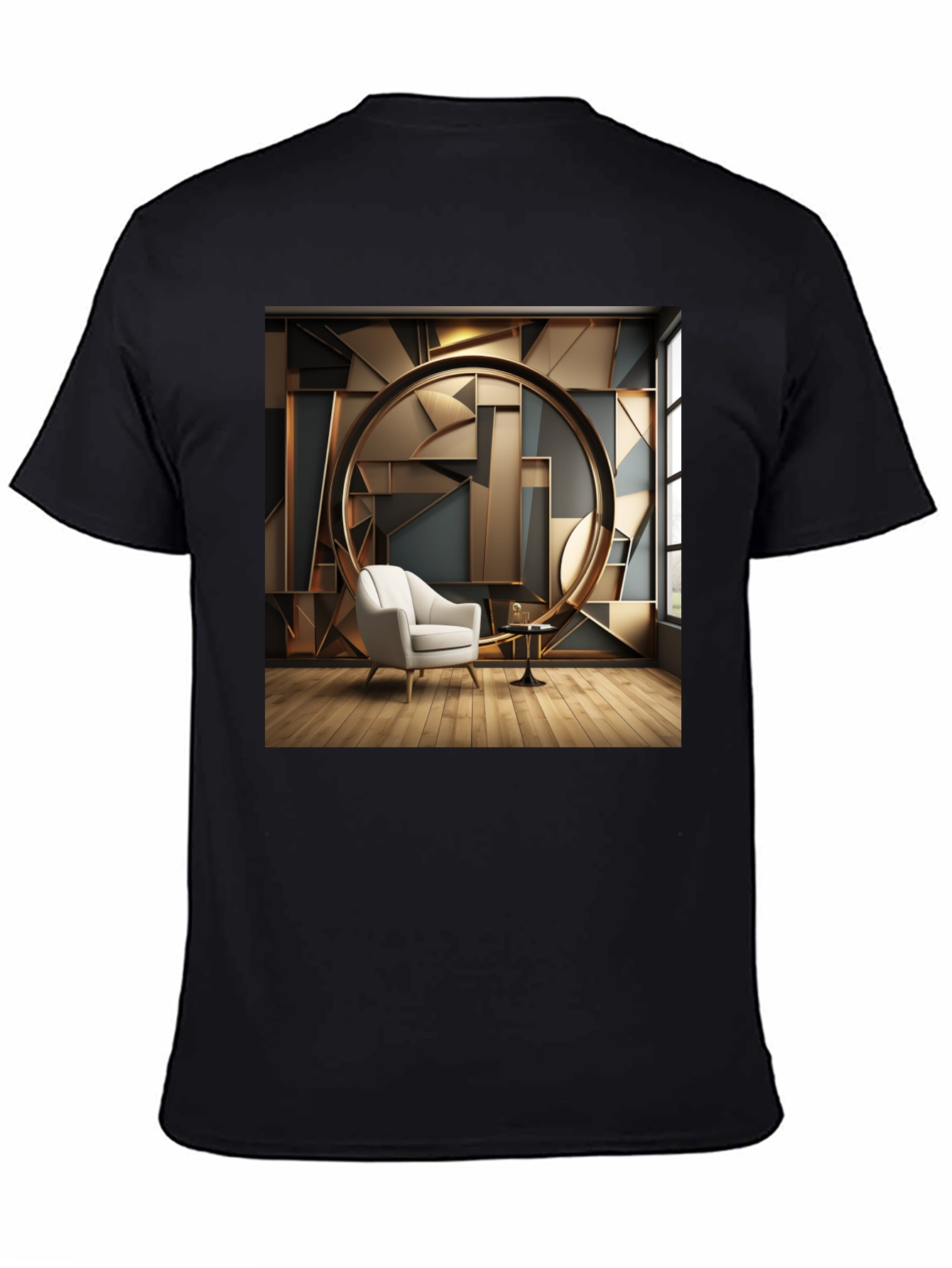 Black Modern Art Deco T-Shirt view 4