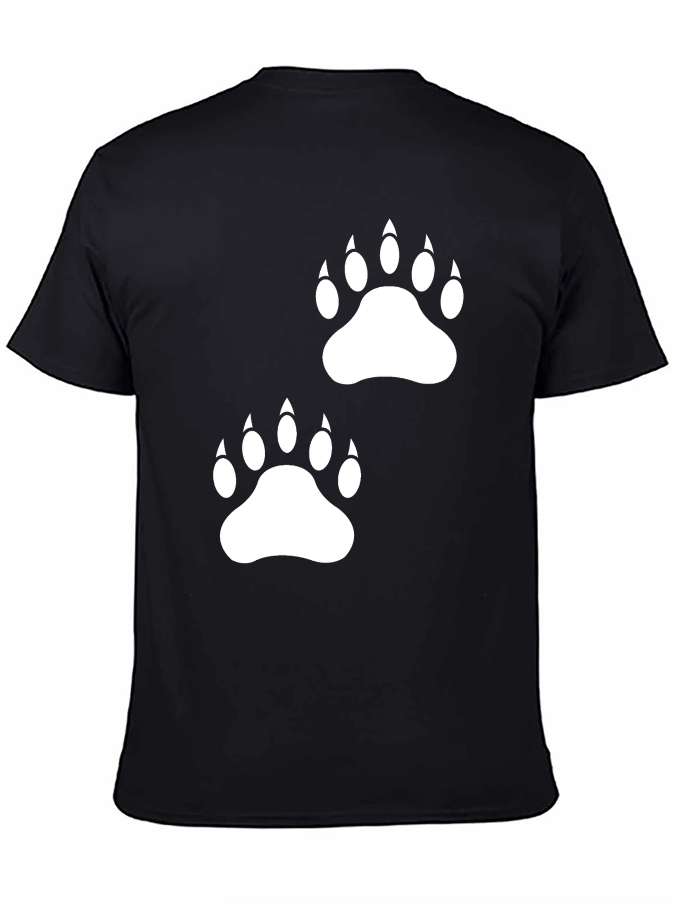 Black Bear Paw Print Graphic Black Tee Shirt view 4