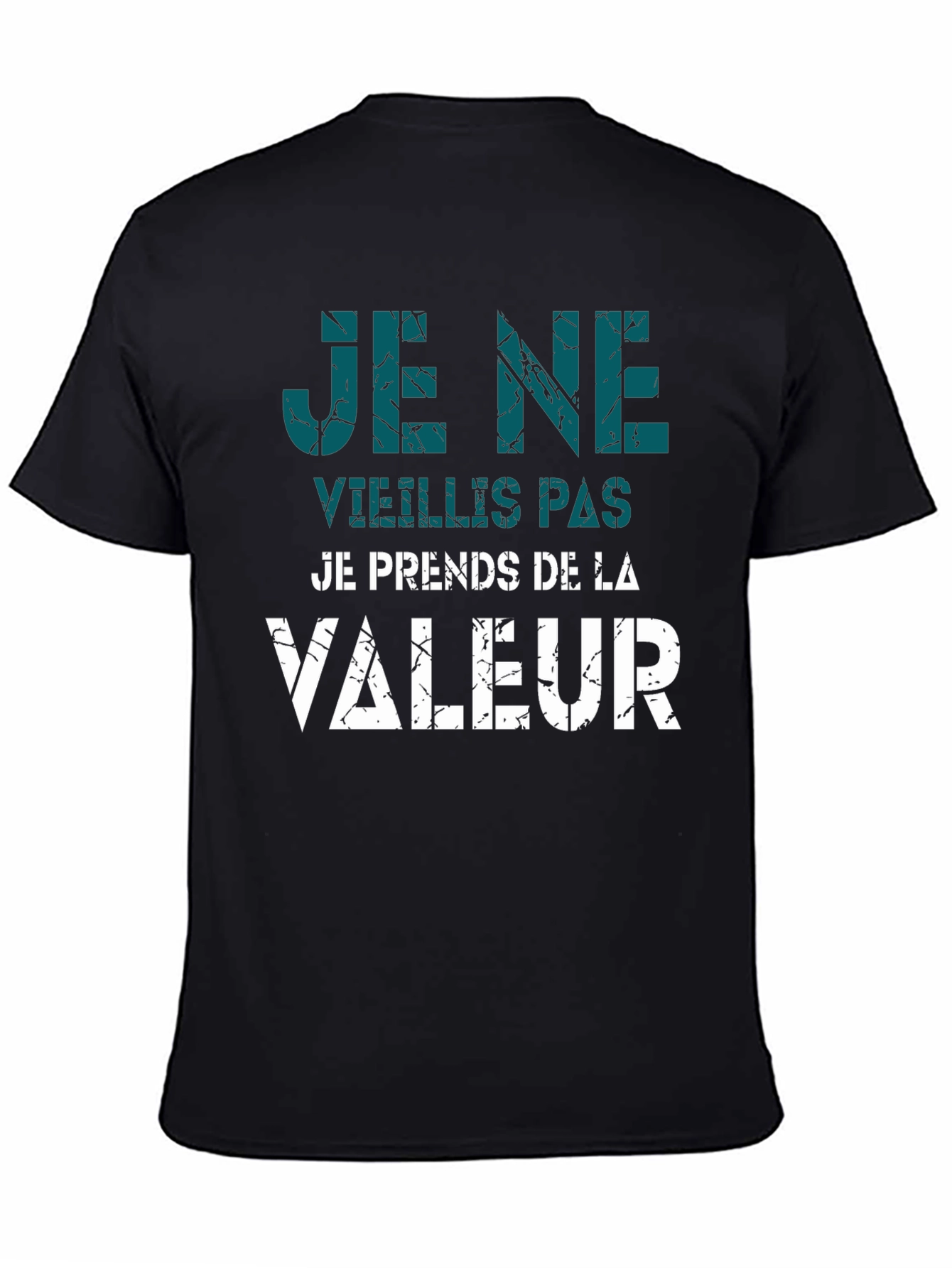 Black Humorous 'I Don't Age' French Slogan Black T-Shirt view 4