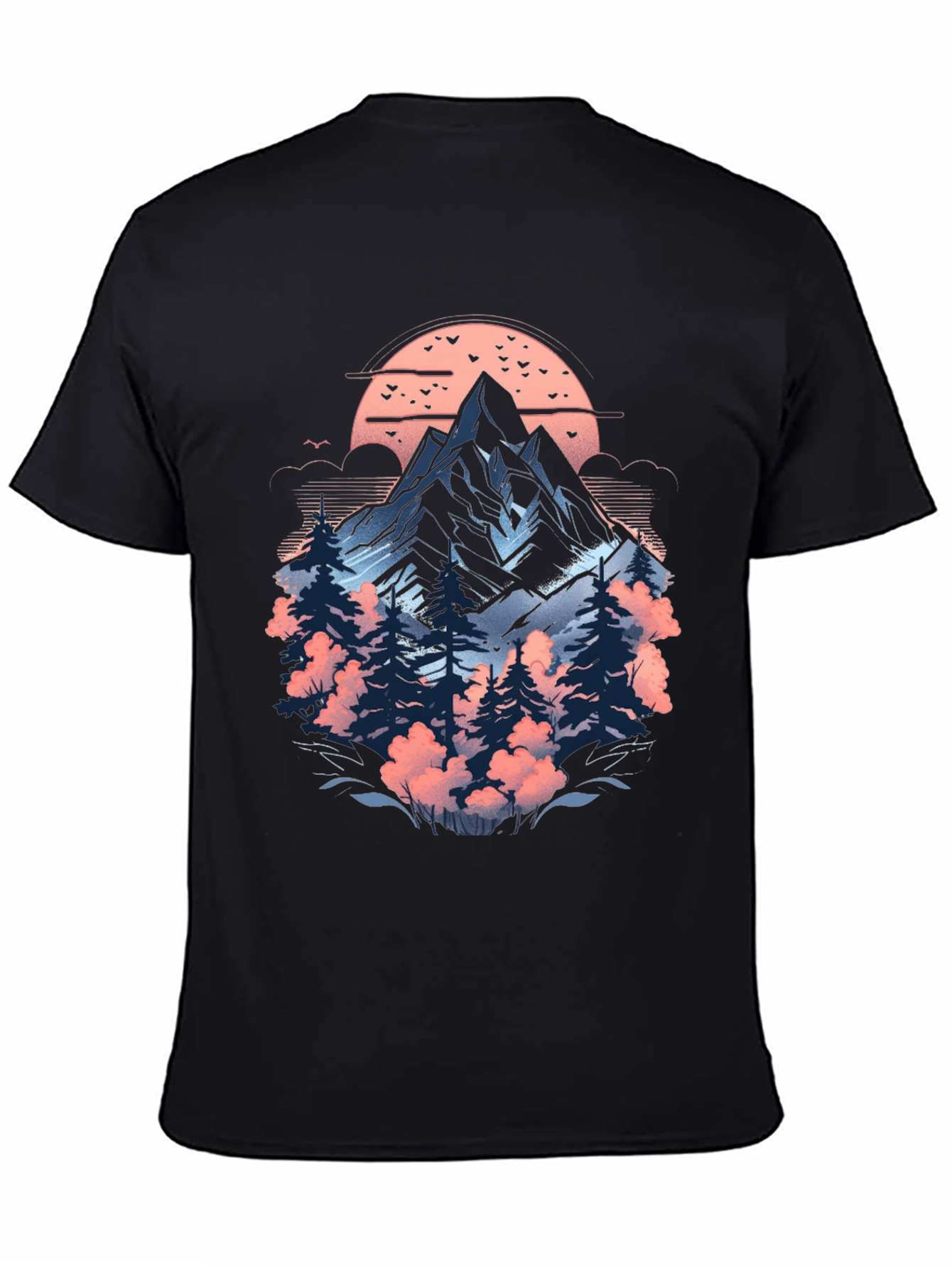 Black Nature Inspired Graphic T-Shirt view 4
