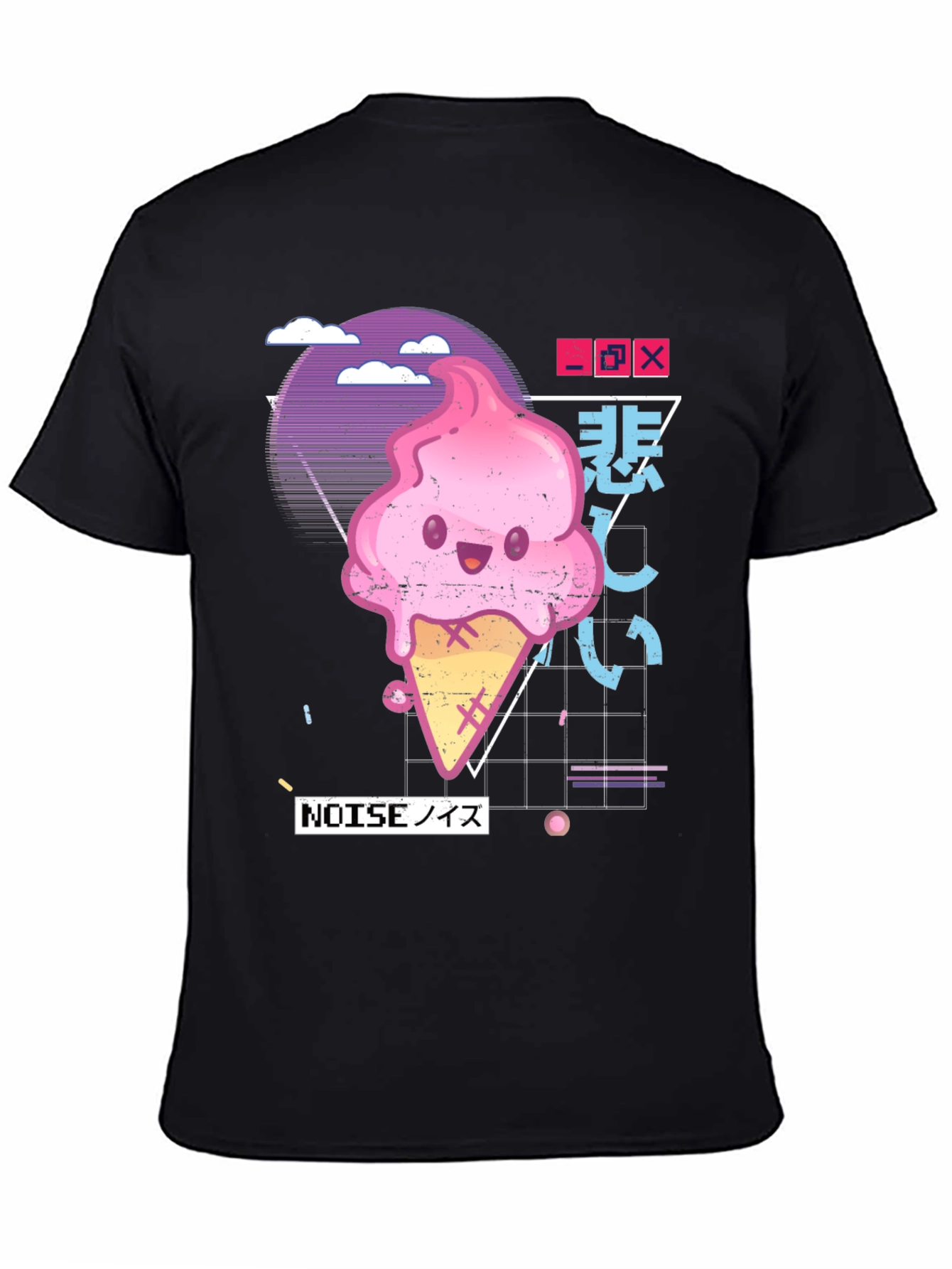 Black Kawaii Ice Cream Cone Graphic Tee view 4