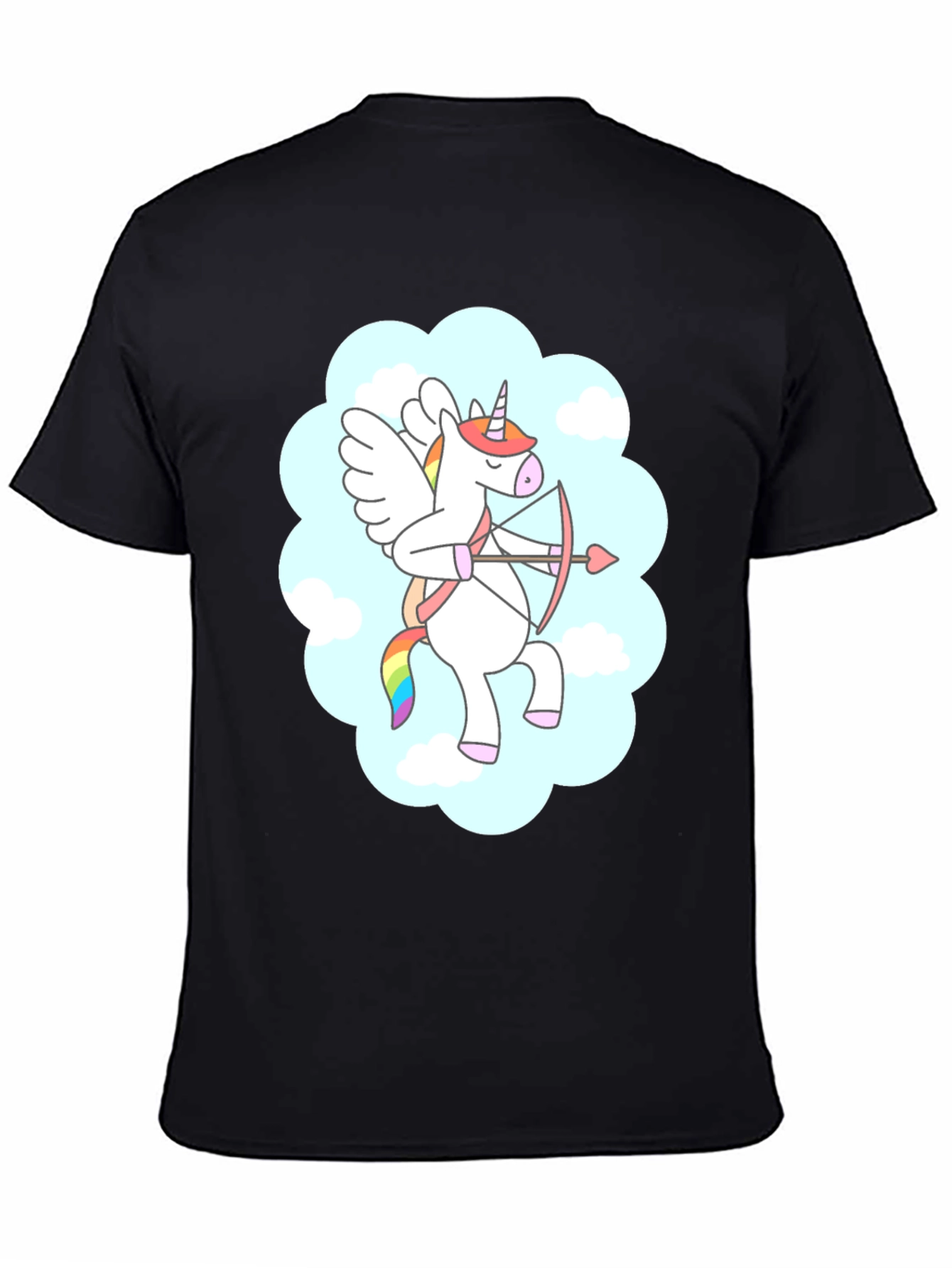 Black Cupid Unicorn Black T-Shirt: Magical Love Arrow! view 4