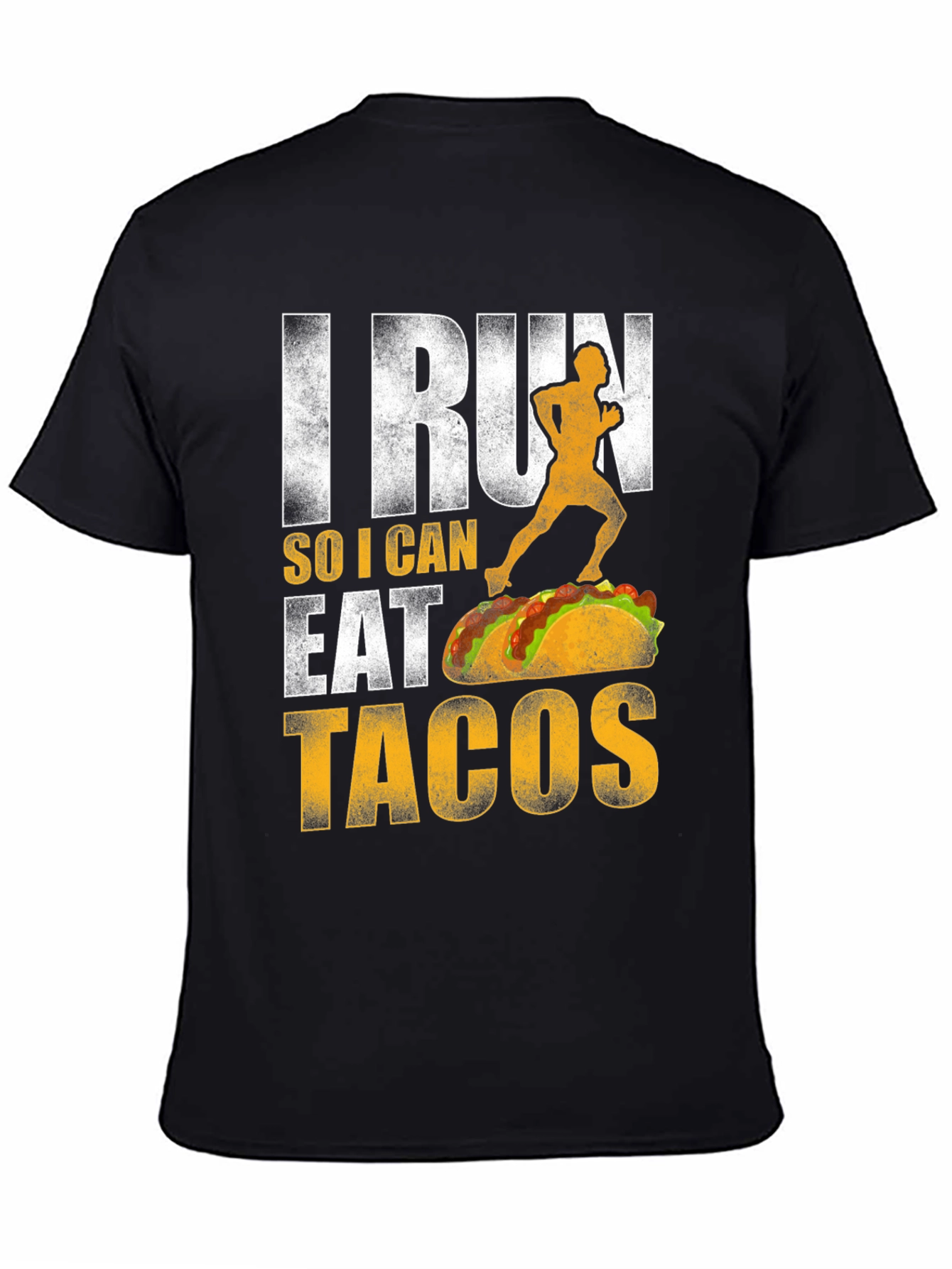 Black I Run So I Can Eat Tacos Graphic Tee view 4