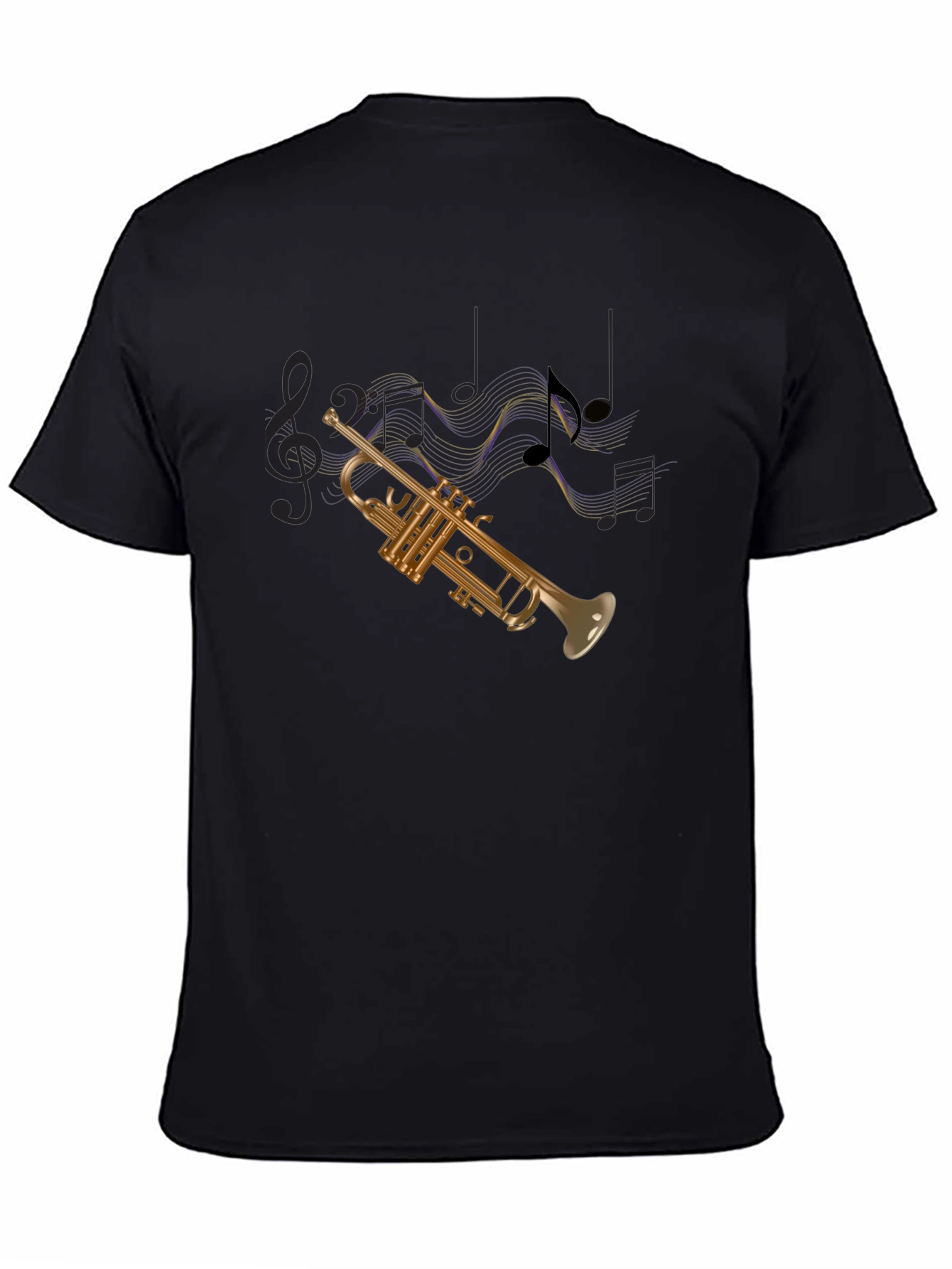 Black Trumpet & Music Note Graphic Tee view 4