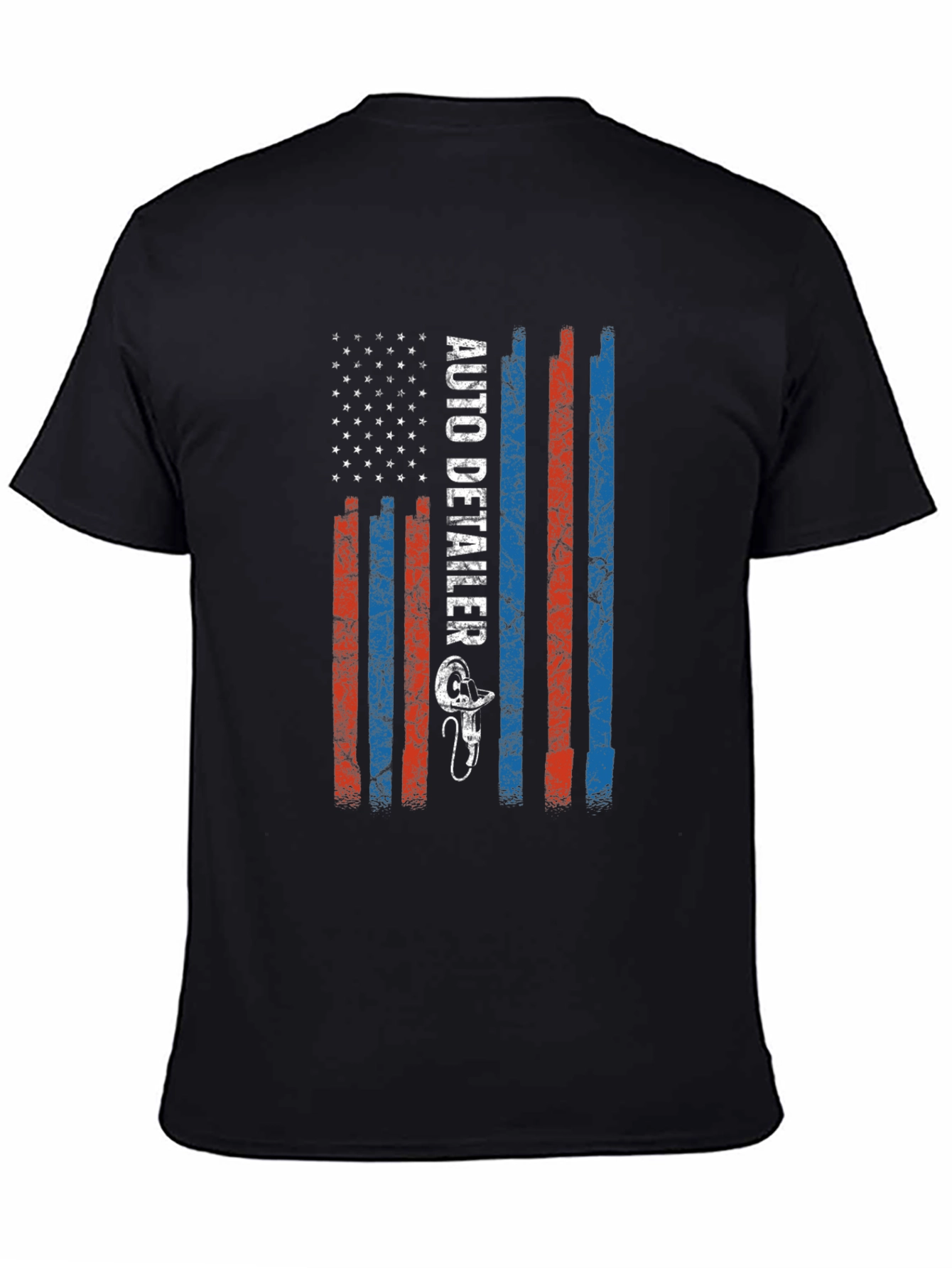 Black Auto Detailer US Flag T-Shirt view 4