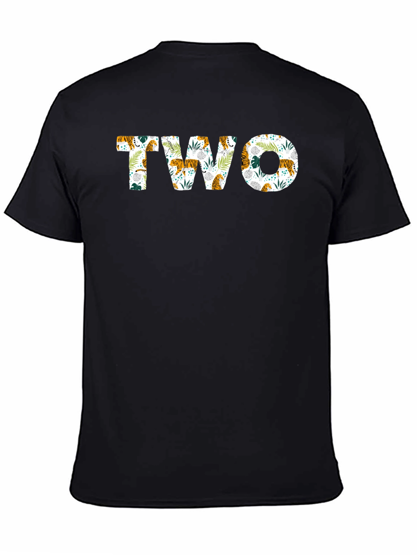 Black Two Birthday Jungle Theme Black T-Shirt view 4