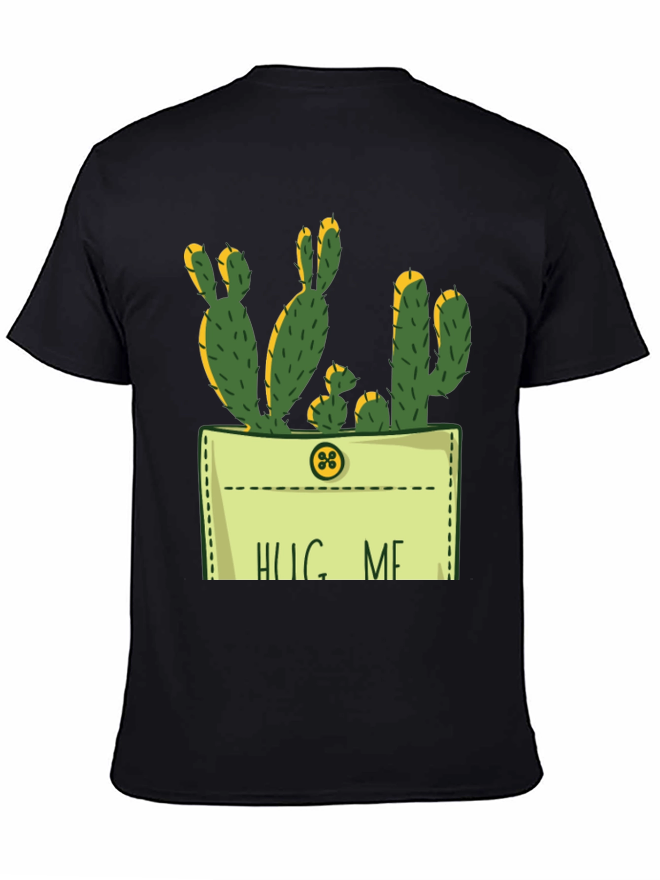Black Hug Me Cactus Graphic Tee - Unique Design view 4