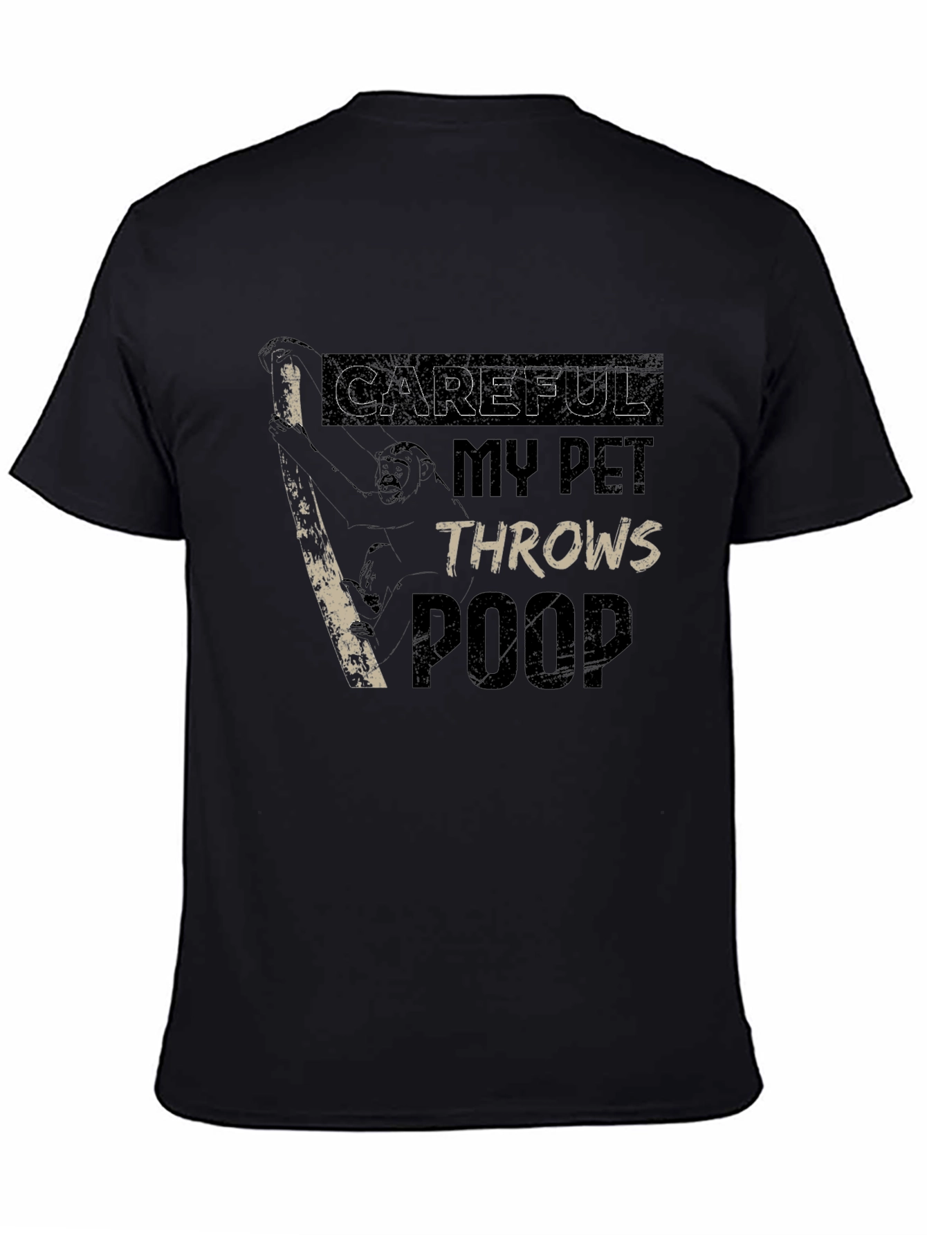 Black Careful My Pet Throws Poop Graphic T-Shirt view 4