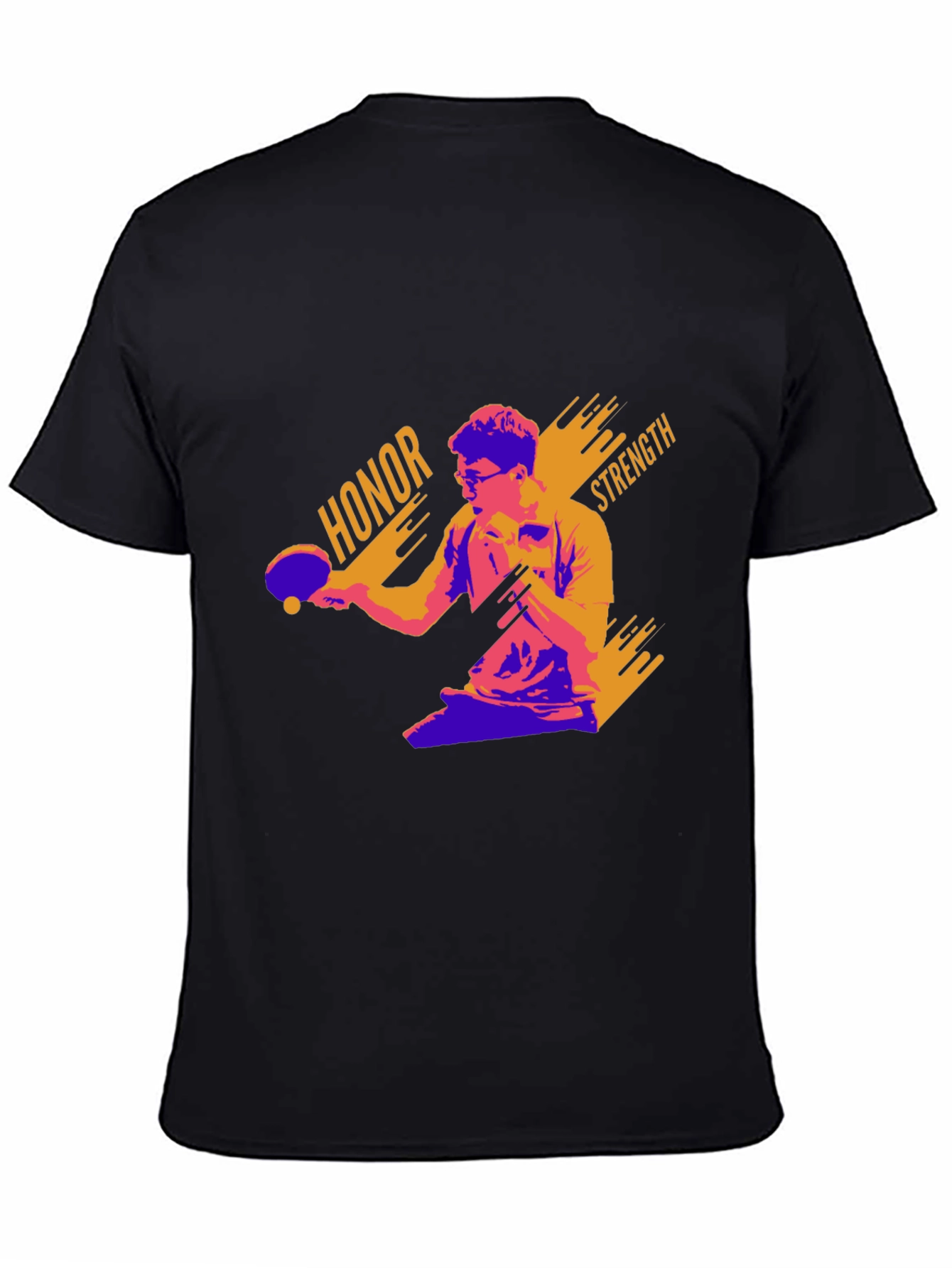 Black Honor Strength Table Tennis Graphic Tee view 4
