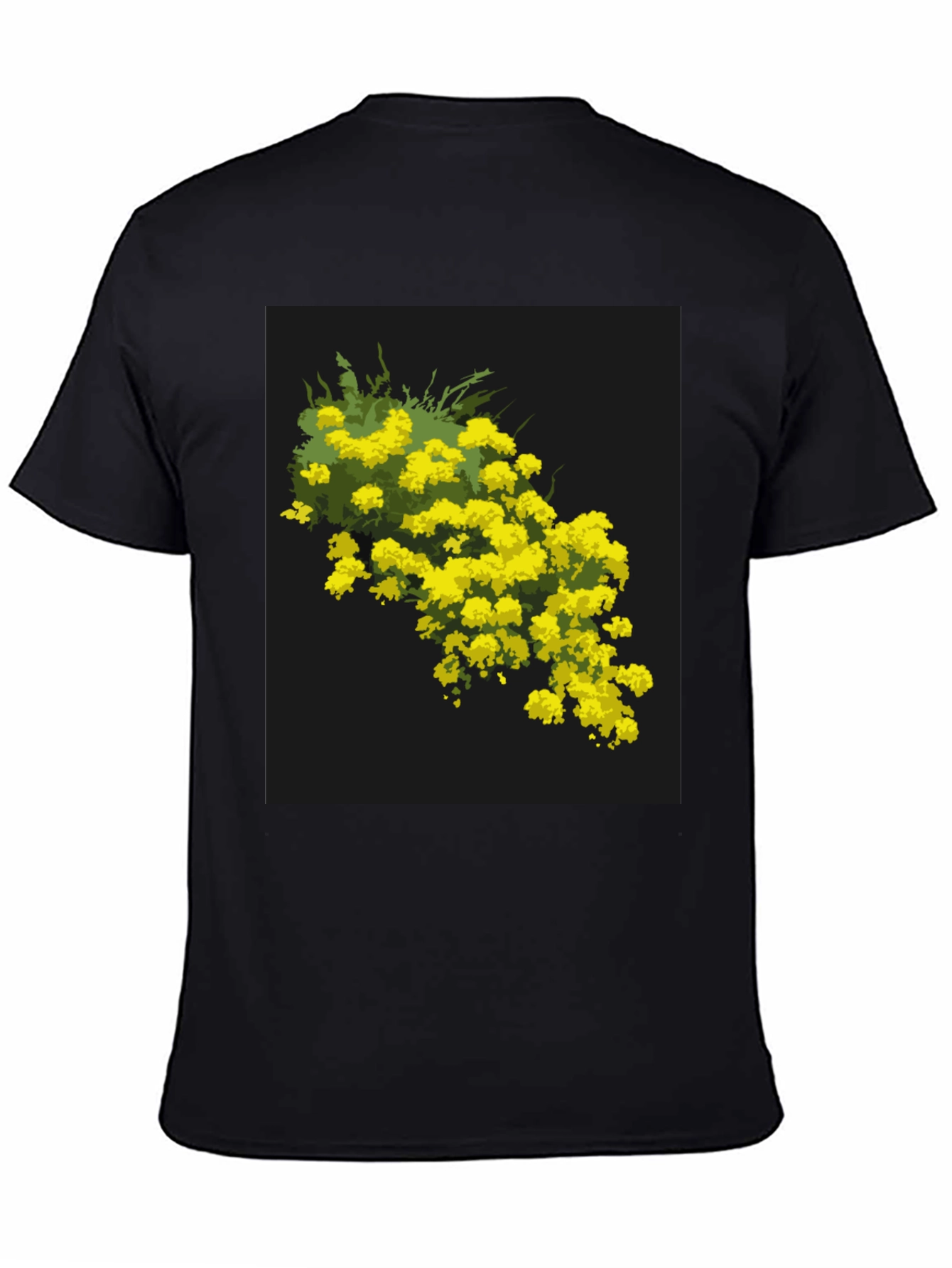 Black Floral Print Black Crew Neck T-Shirt view 4