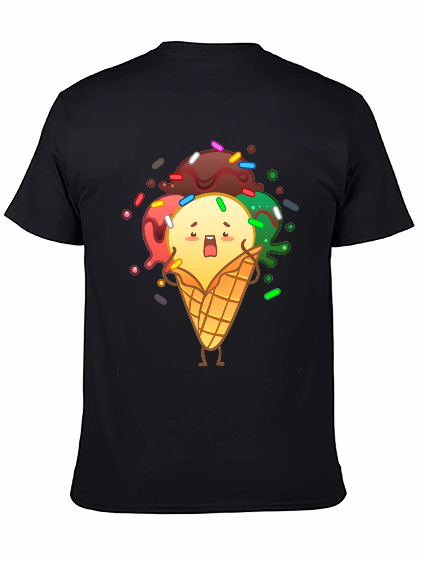 Black Funny Ice Cream Graphic T-Shirt view 4