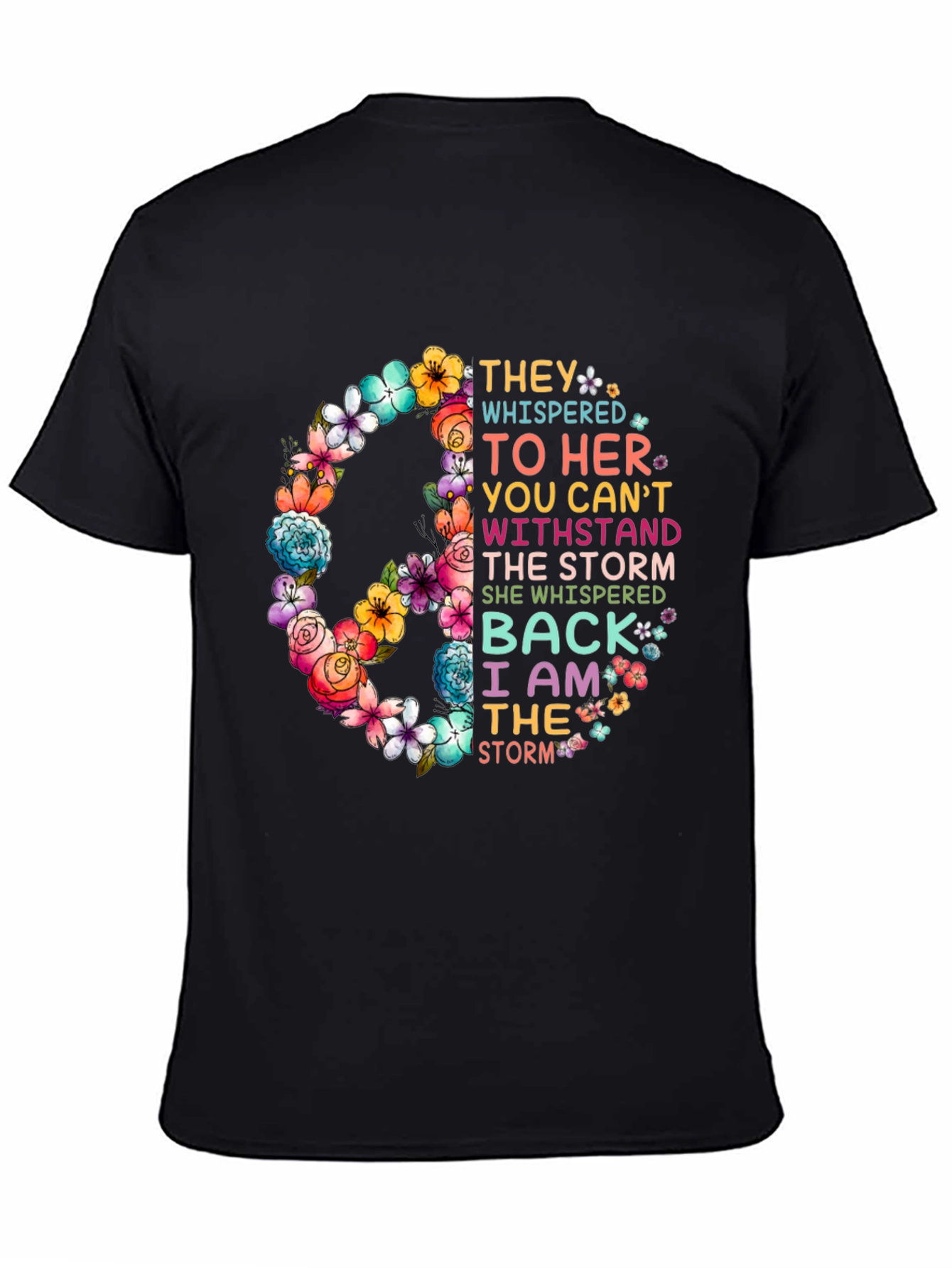 Black Floral Peace Sign T-Shirt - They Whispered Back view 4