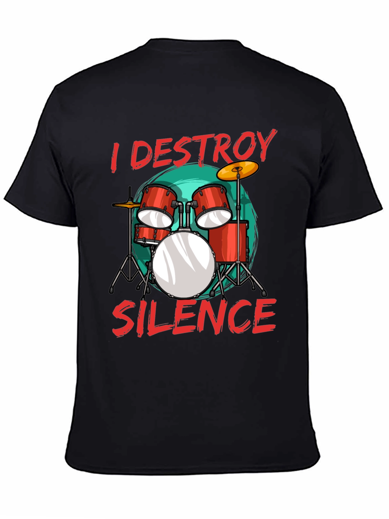 Black I Destroy Silence Drummer T-Shirt Music Lover Tee view 4