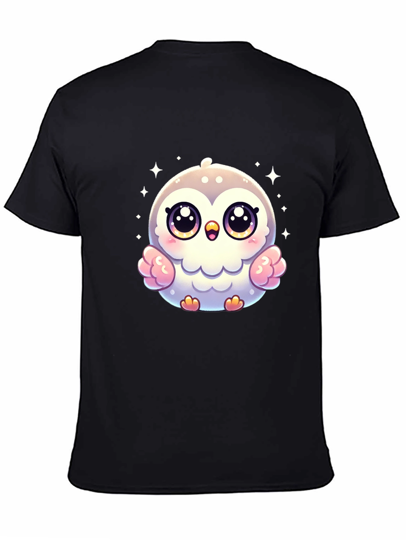 Black Cute Cartoon Owl Graphic Tee - Black view 4