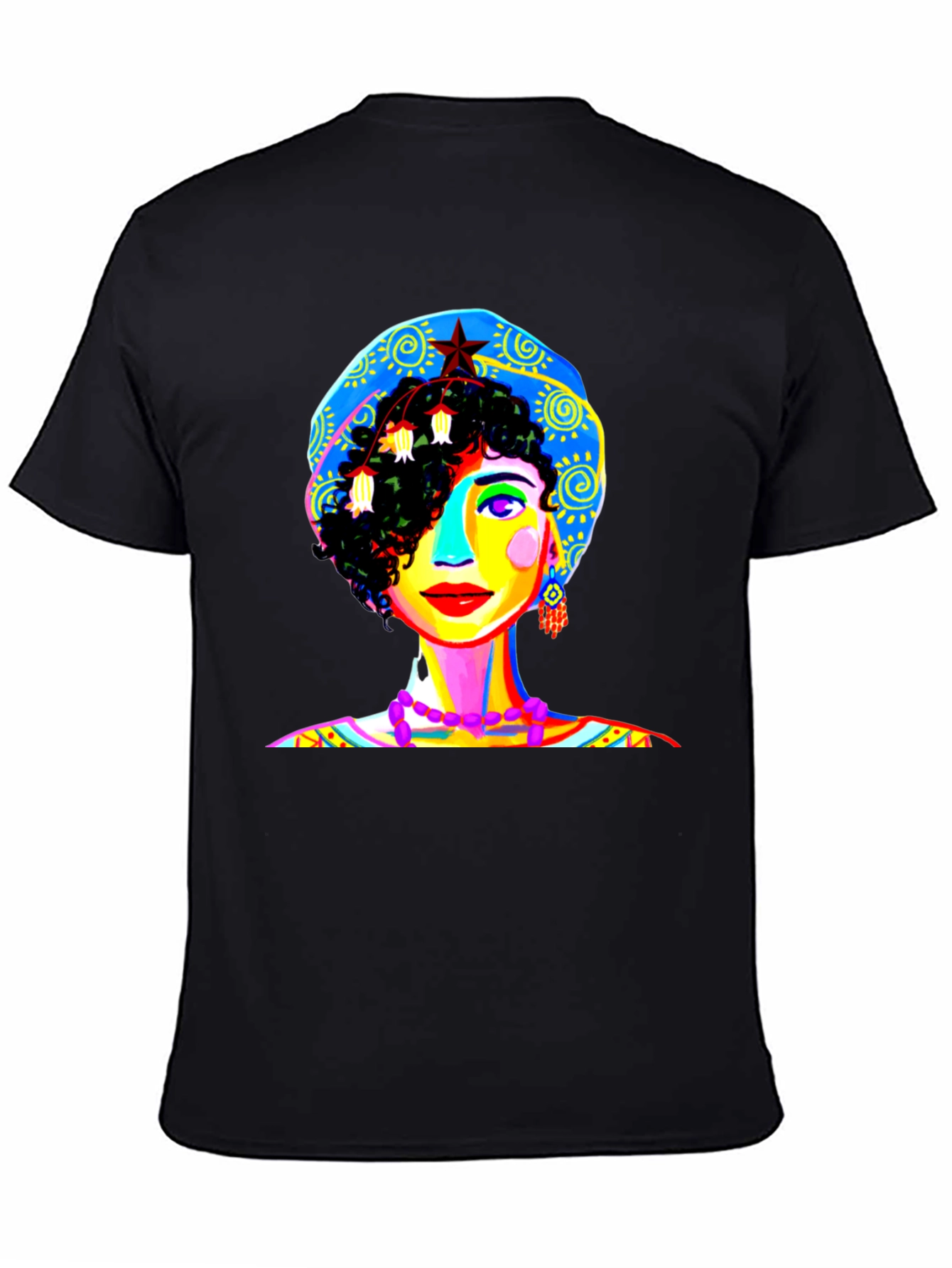 Black Vibrant Woman Graphic Tee - Unique Pop Art Design view 4