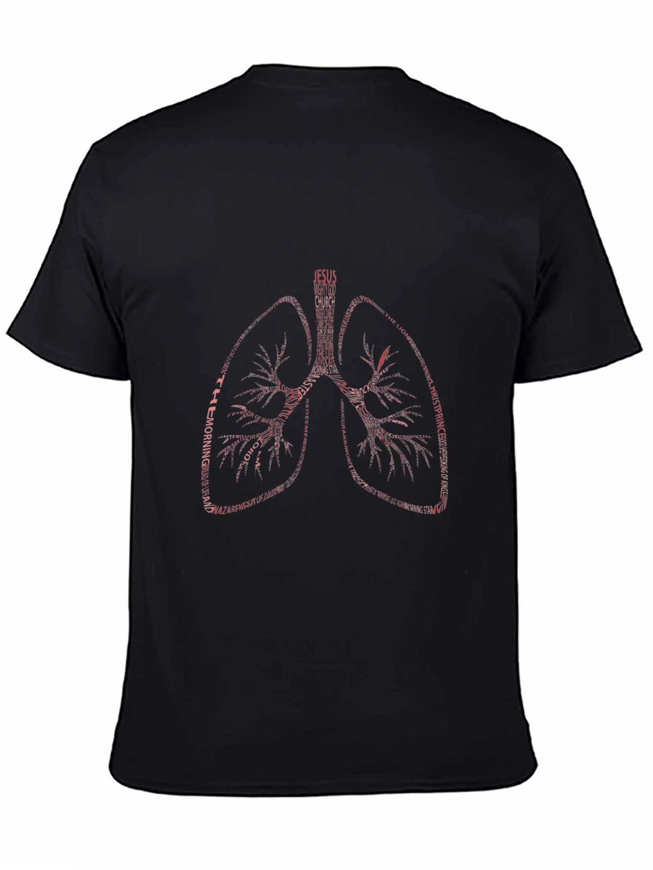 Black Lungs Word Art T-Shirt - Jesus Christian Theme view 4