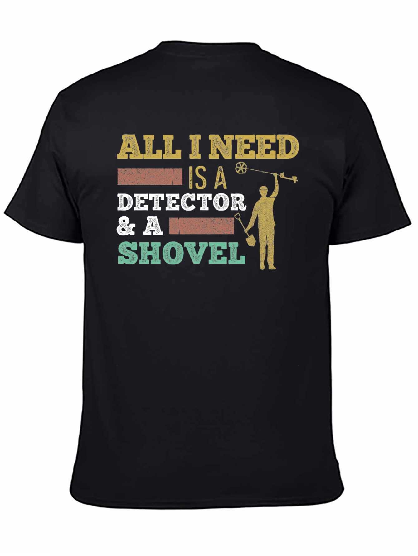 Black Detector & Shovel T-Shirt: Metal Detecting Apparel view 4