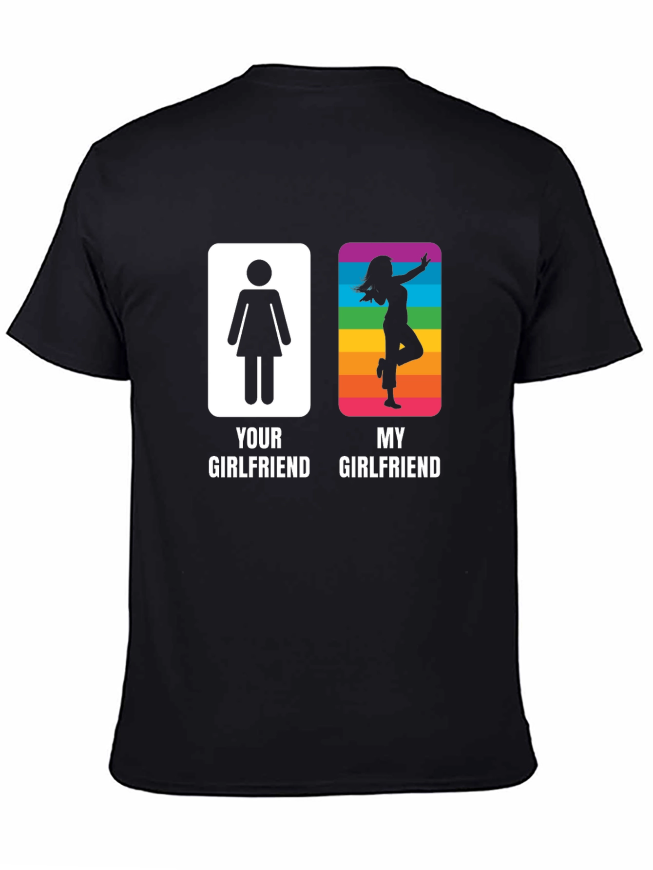Black Funny 'Your Girlfriend vs. My Girlfriend' Graphic T-Shirt view 4