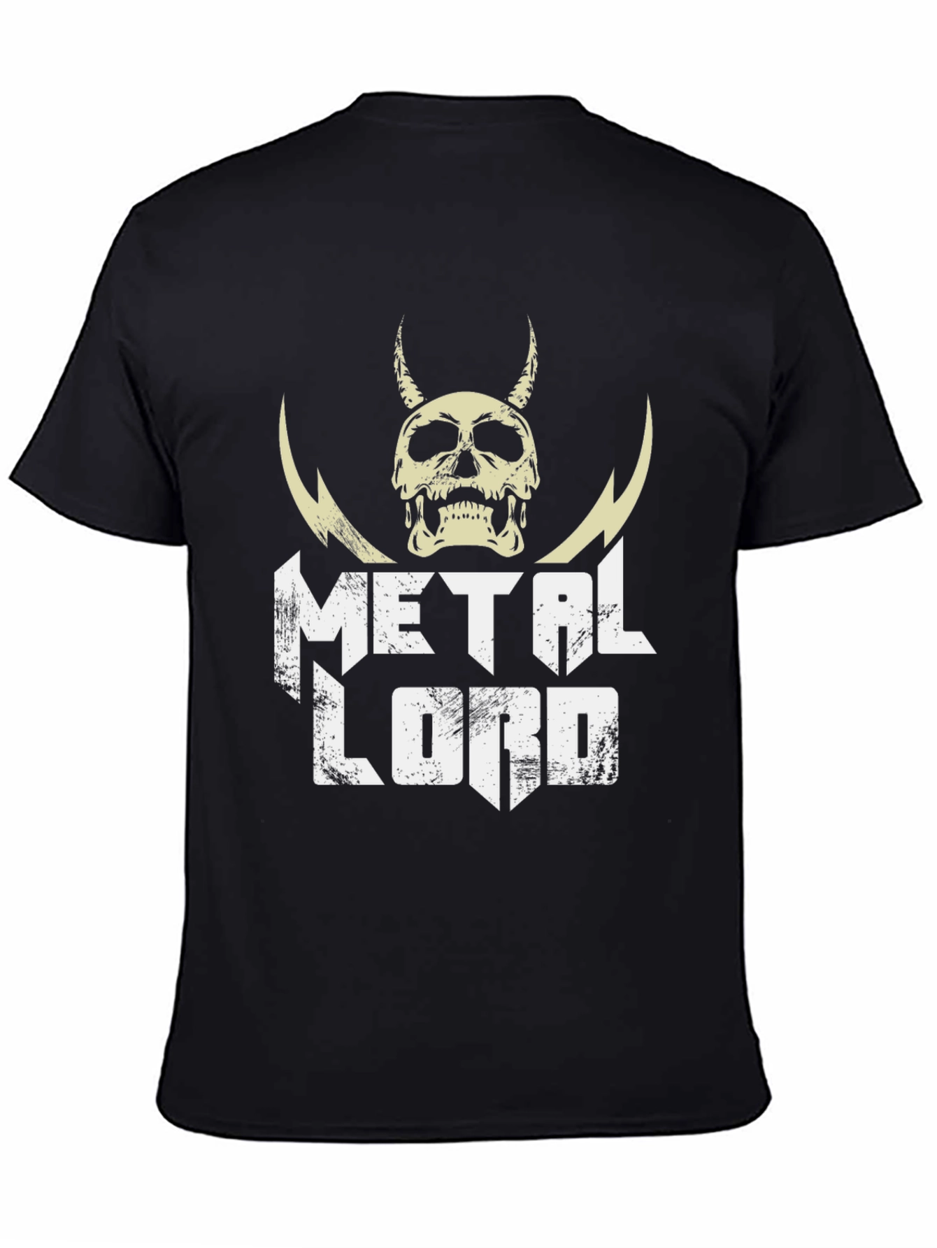 Black Metal Lord Graphic Tee - Black Cotton Skull Design view 4