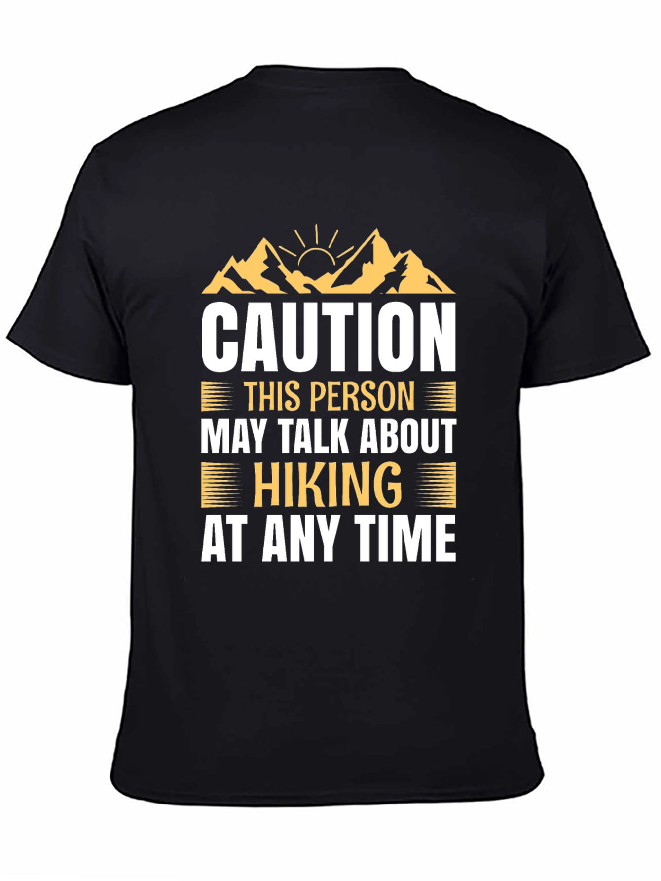 Black Caution: May Talk About Hiking T-Shirt view 4