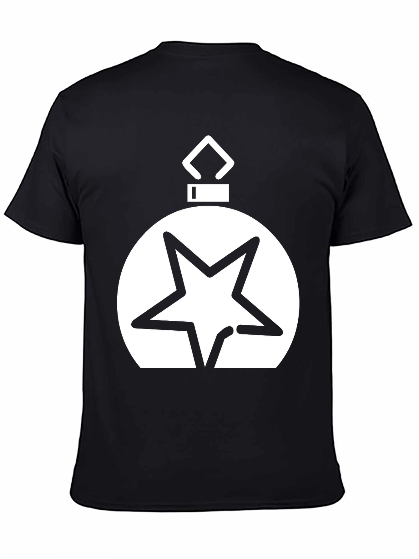 Black Festive Star Ornament Graphic Tee - Black Cotton Blend view 4