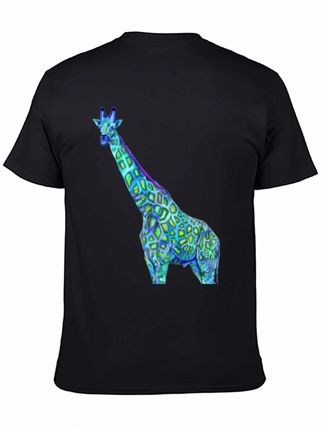 Black Neon Giraffe Graphic Tee - Black Crewneck Shirt view 4