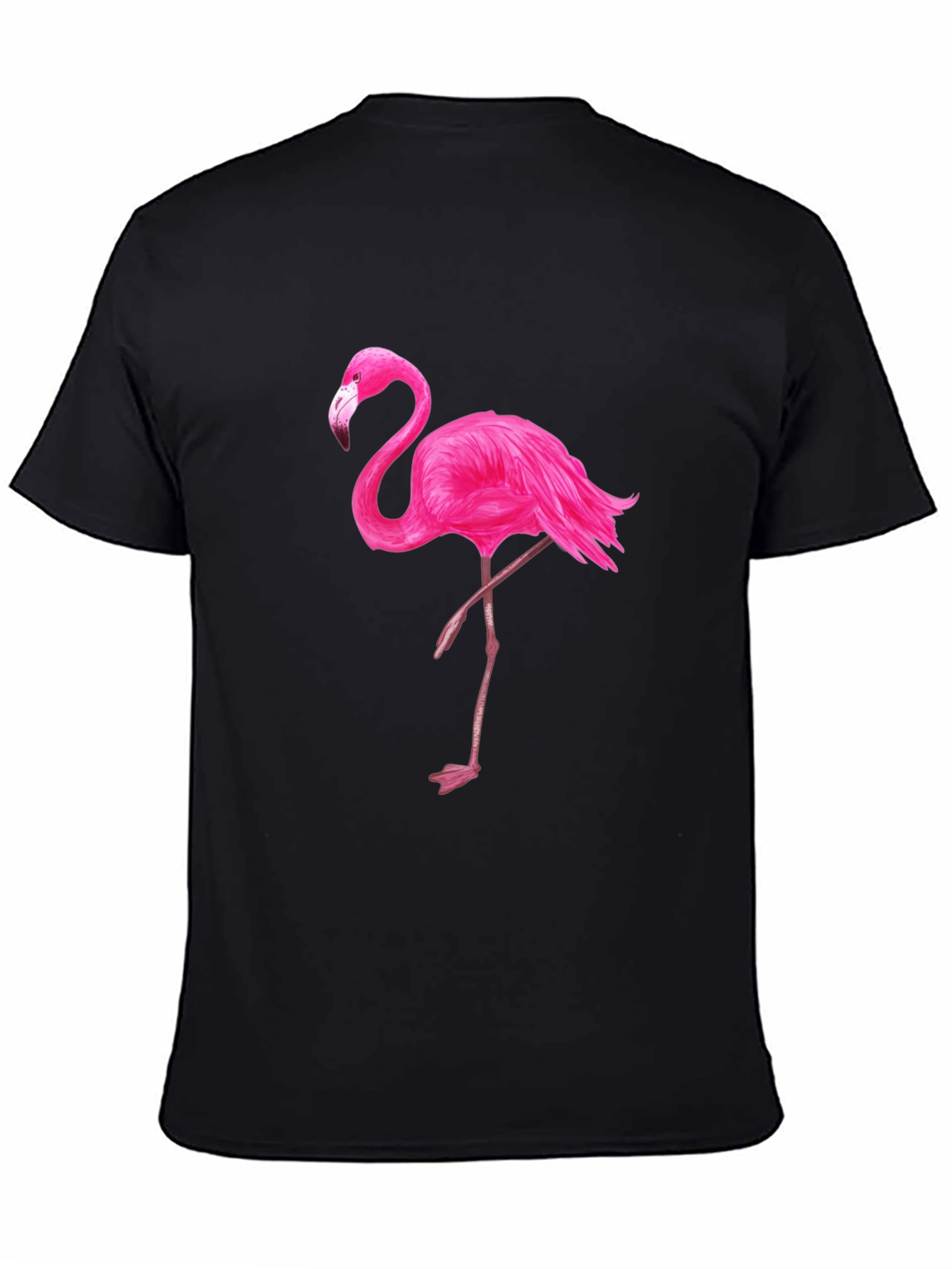 Black T-Shirt with Pink Flamingo Graphic - 4