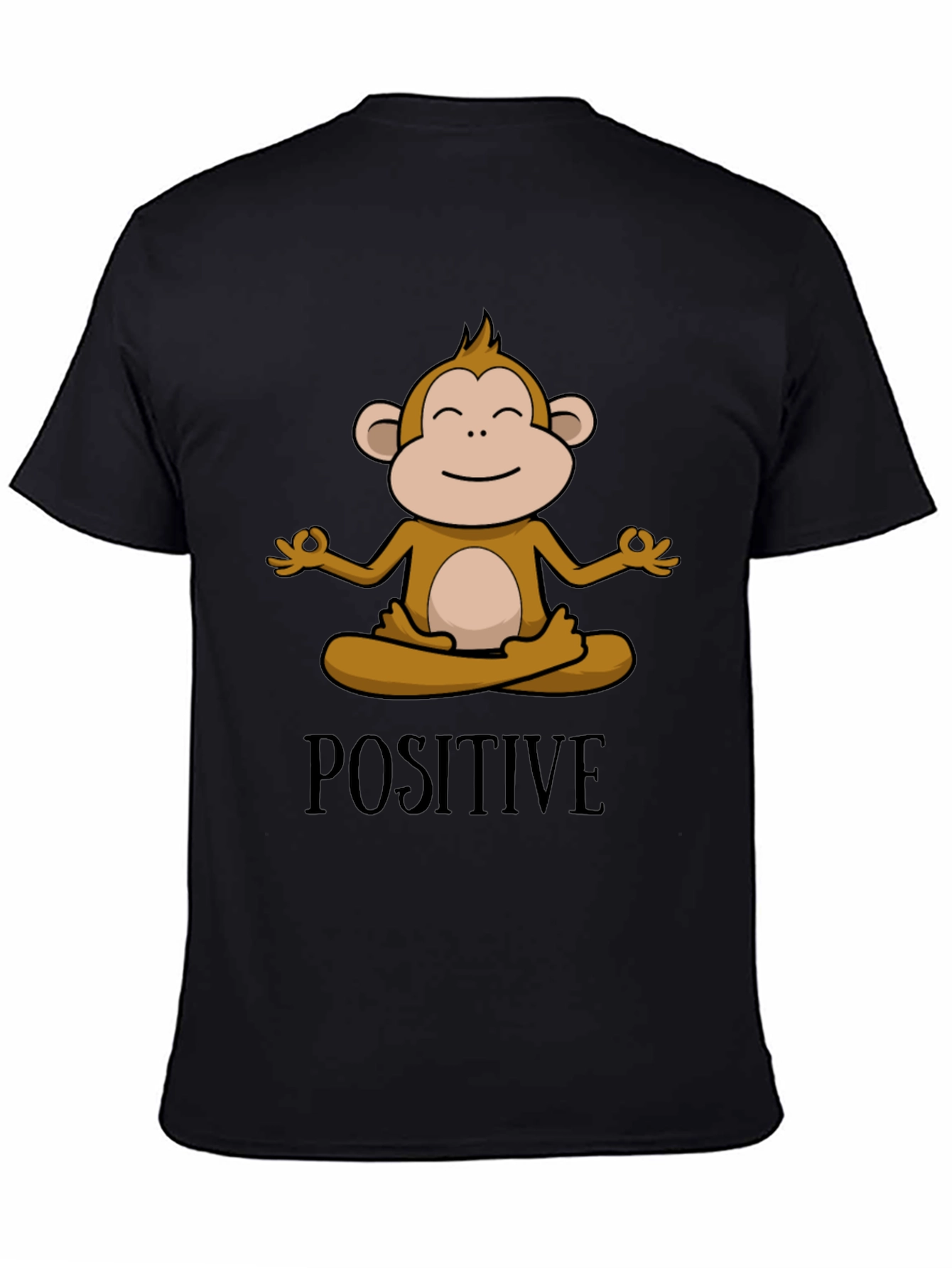 Black Positive Monkey Meditation Graphic Tee view 4