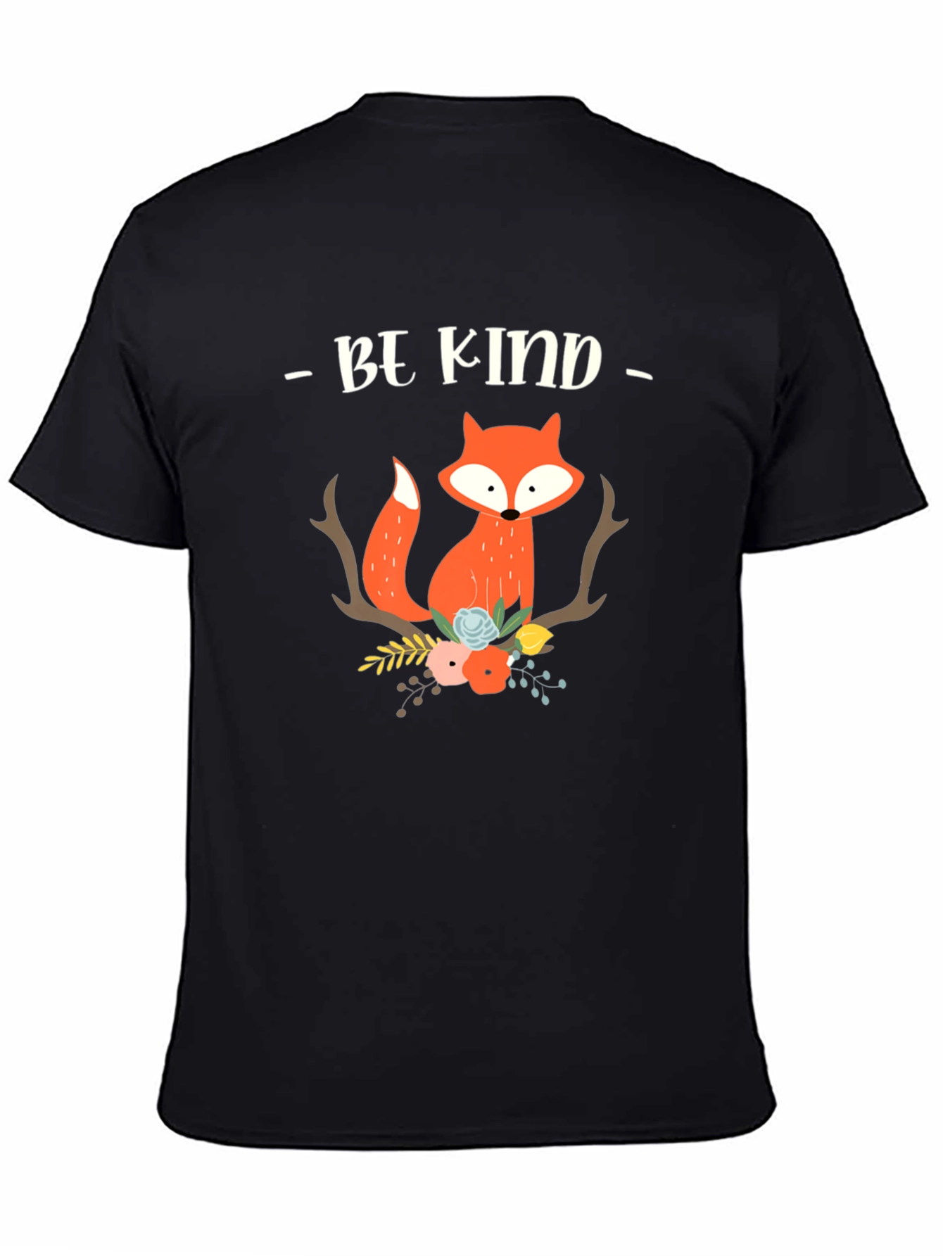 Black Be Kind Fox Graphic Tee - Unisex Soft Cotton view 4
