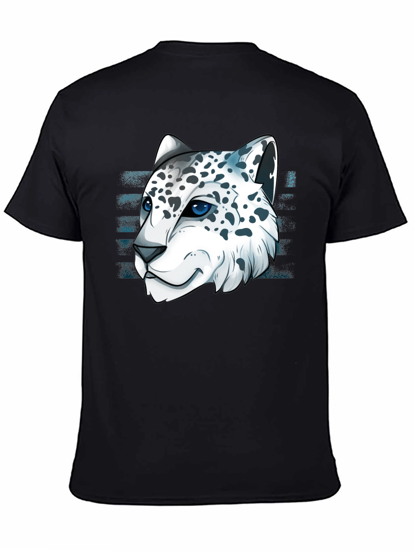 Black Snow Leopard Graphic Tee - Cool Cat Design view 4