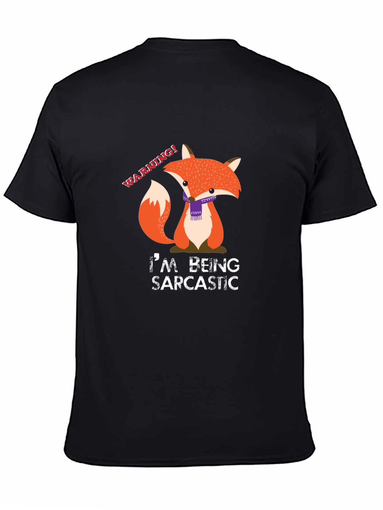 Black Sarcastic Fox Graphic Tee - Funny Animal Shirt view 4