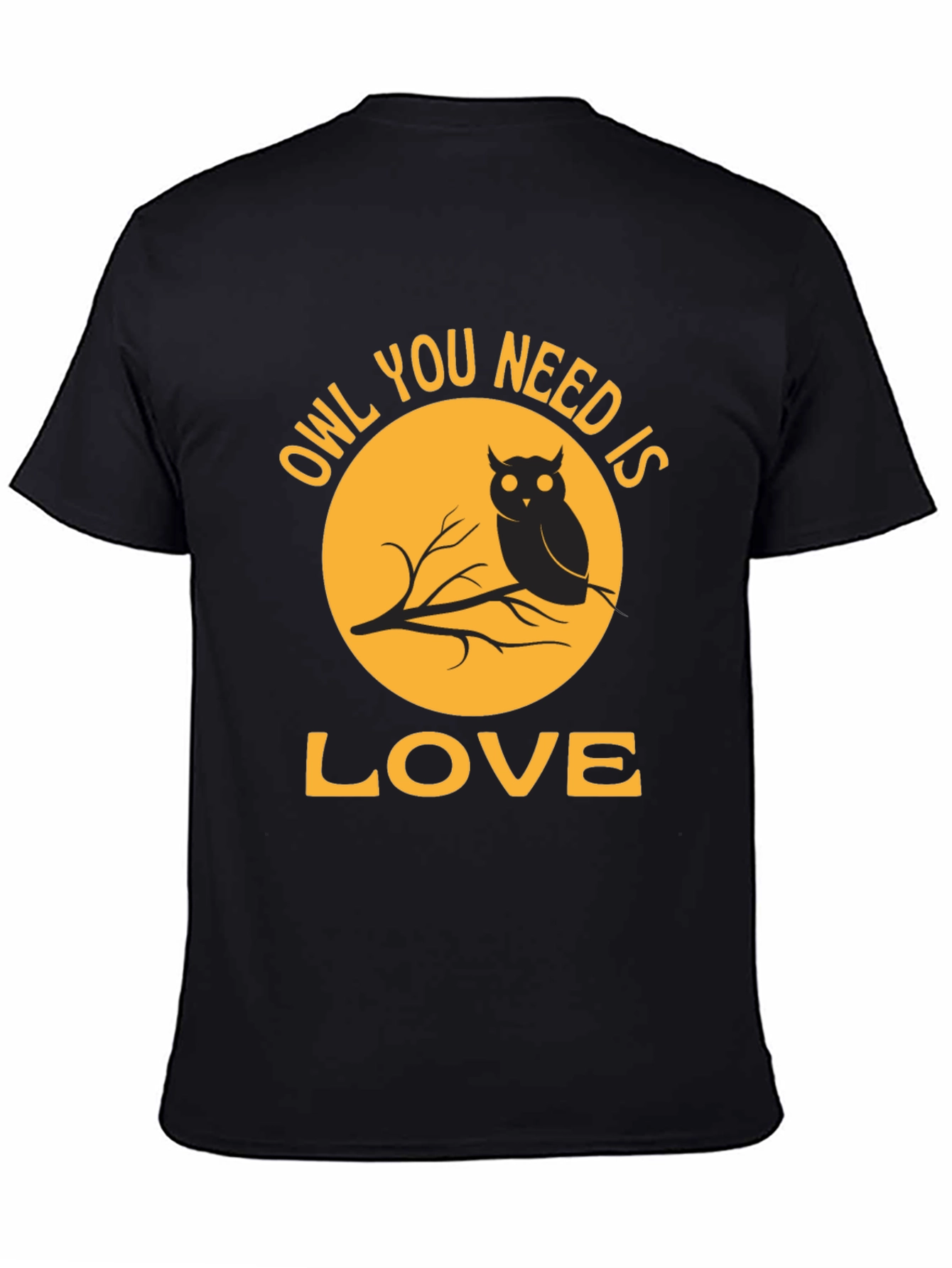 Black Owl You Need Is Love T-Shirt - Black view 4