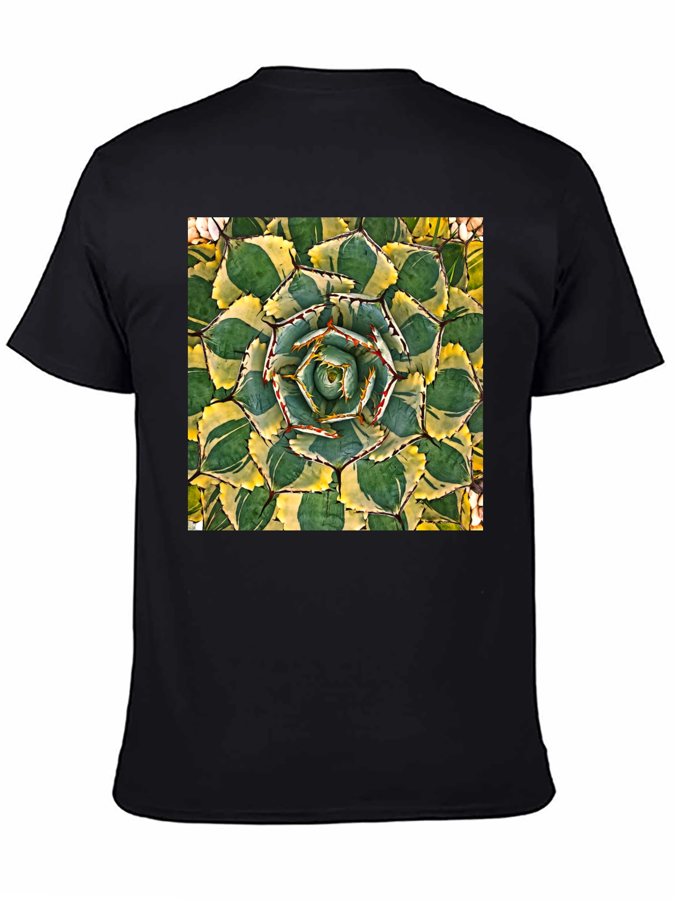 Black Agave Plant Graphic T-Shirt - Black Cotton Tee view 4