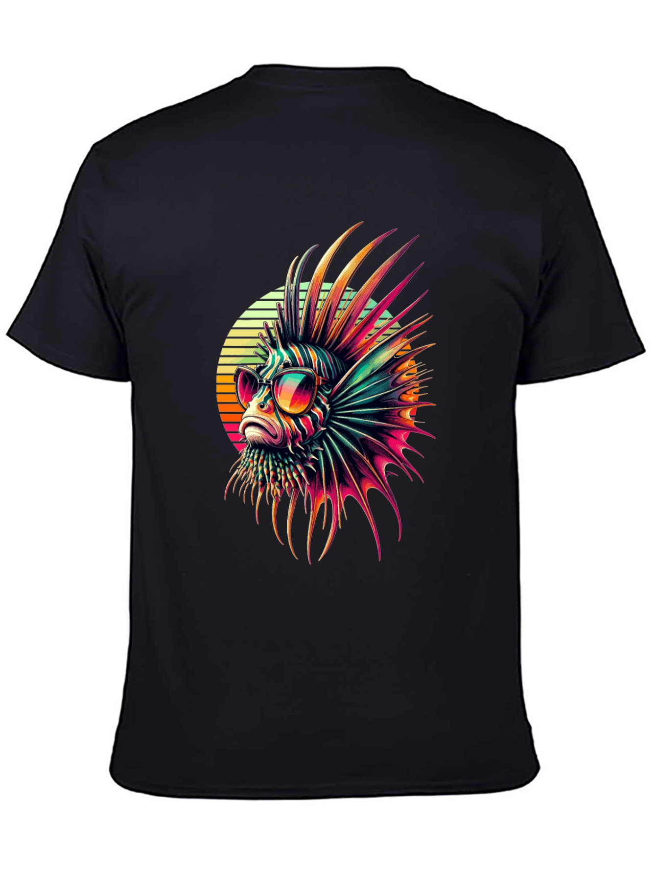 Black Cool Lionfish T-Shirt view 4