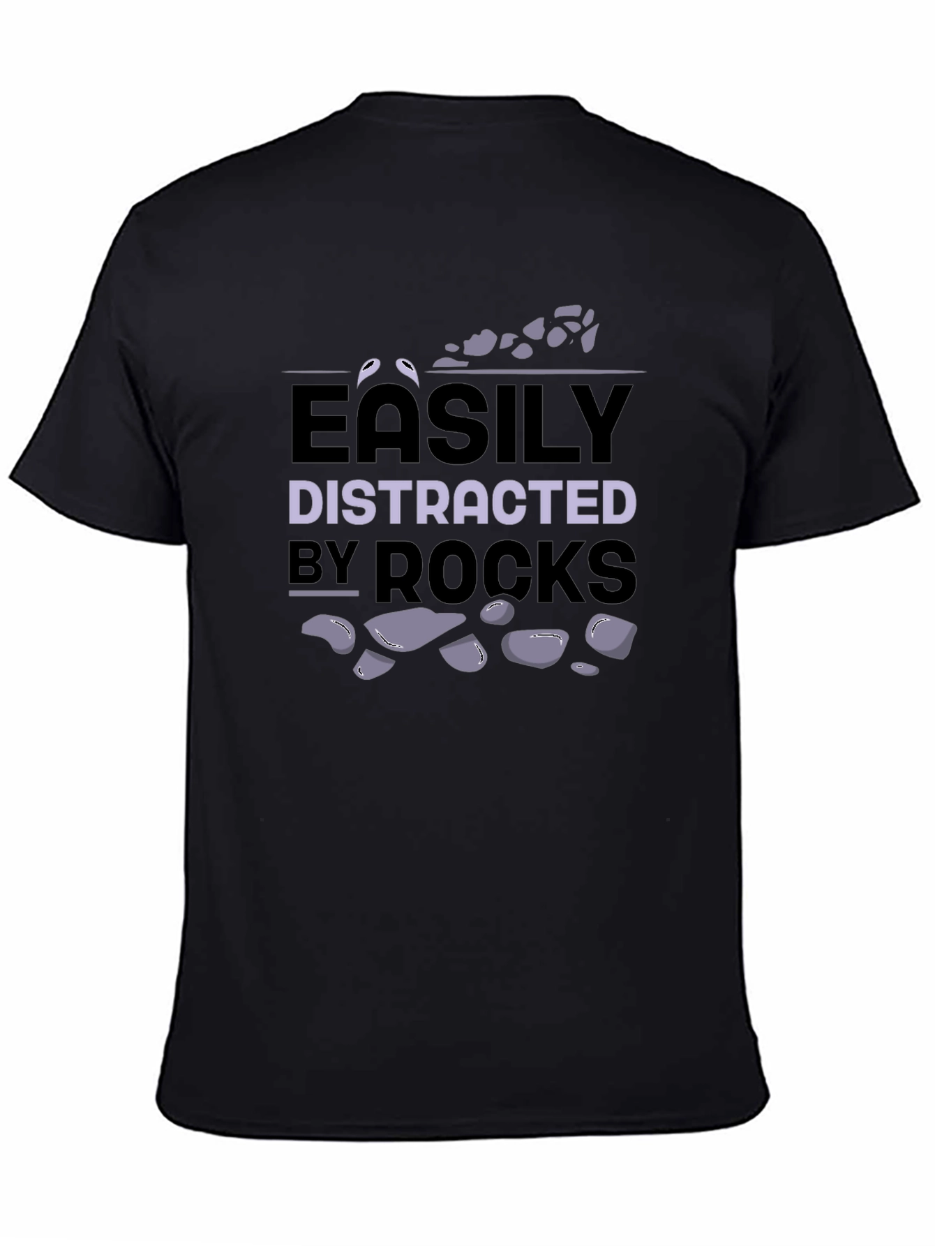 Black Easily Distracted By Rocks T-Shirt - Black Cotton view 4