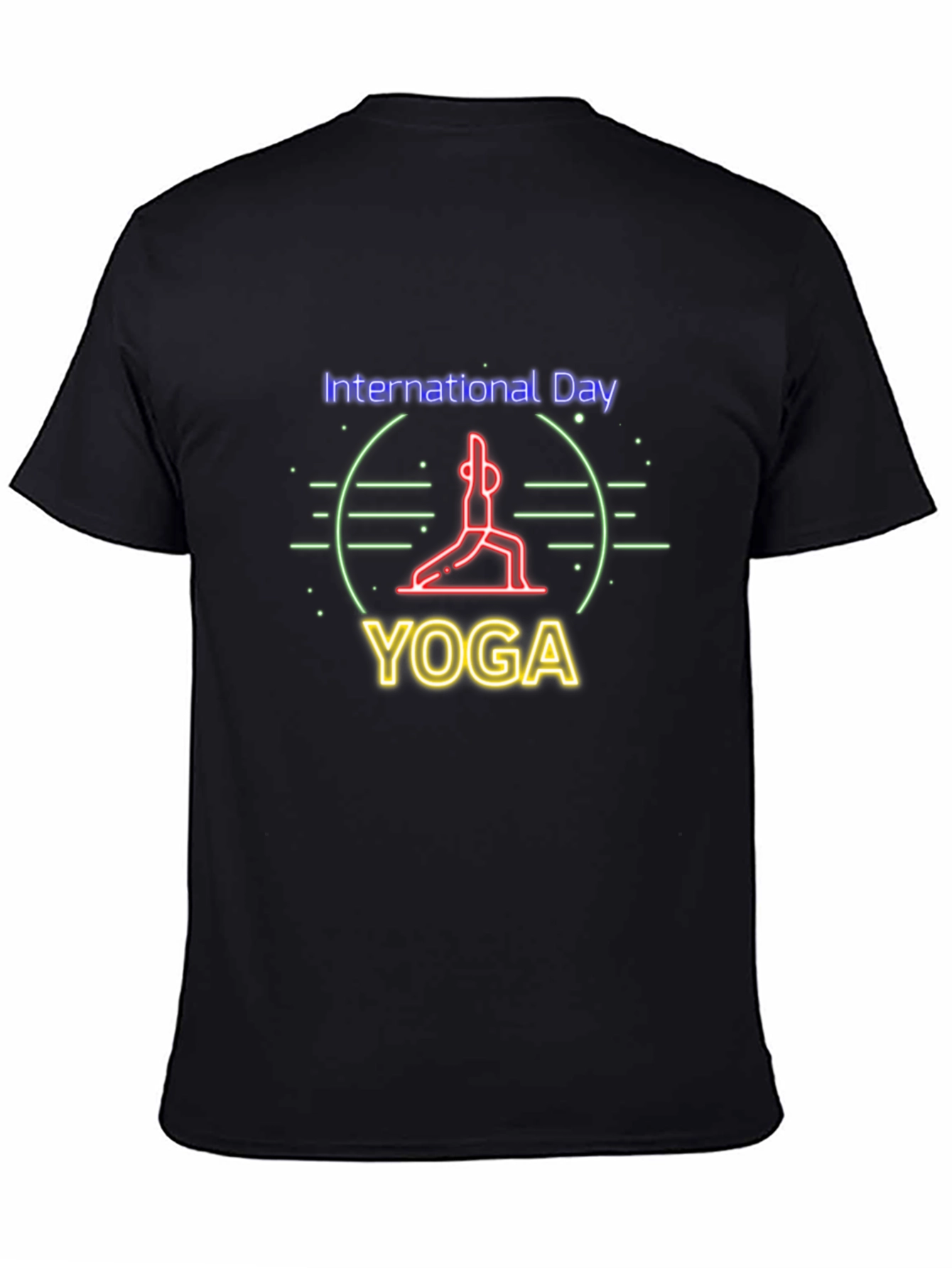 Black International Yoga Day T-Shirt - Black view 4