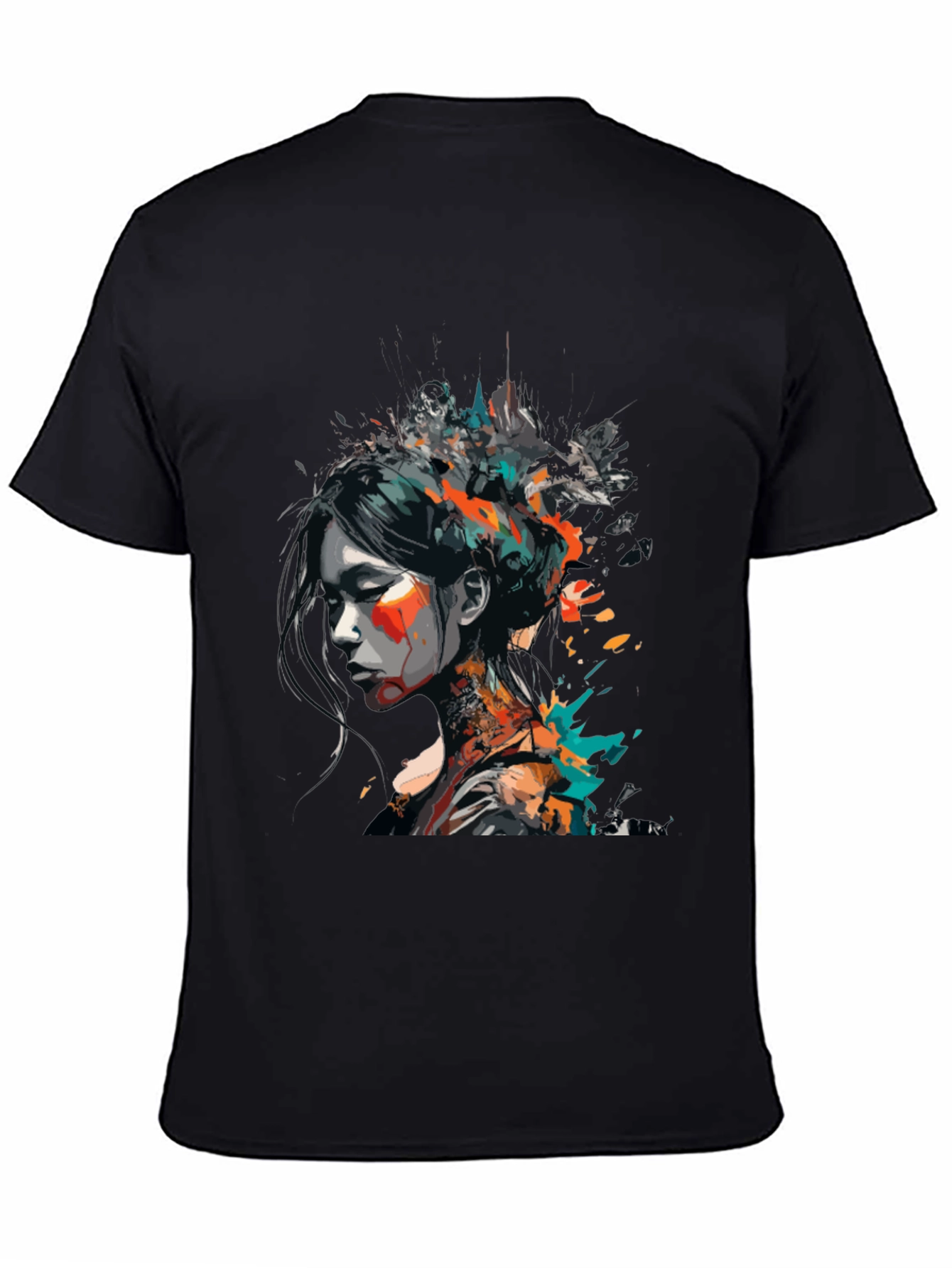 Black Abstract Art Woman's Graphic Tee - Modern Style view 4