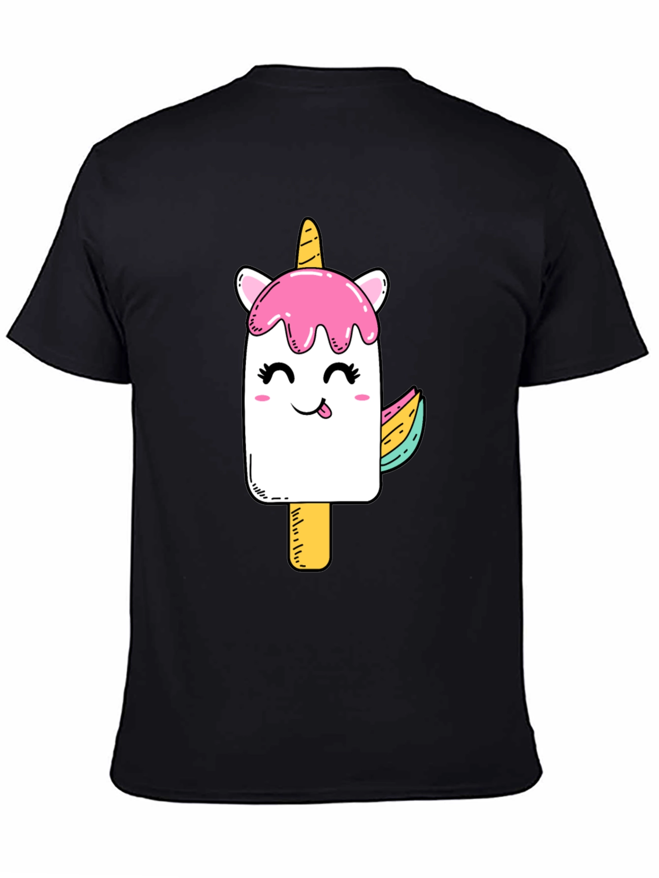 Black Unicorn Popsicle Graphic Black T-Shirt view 4