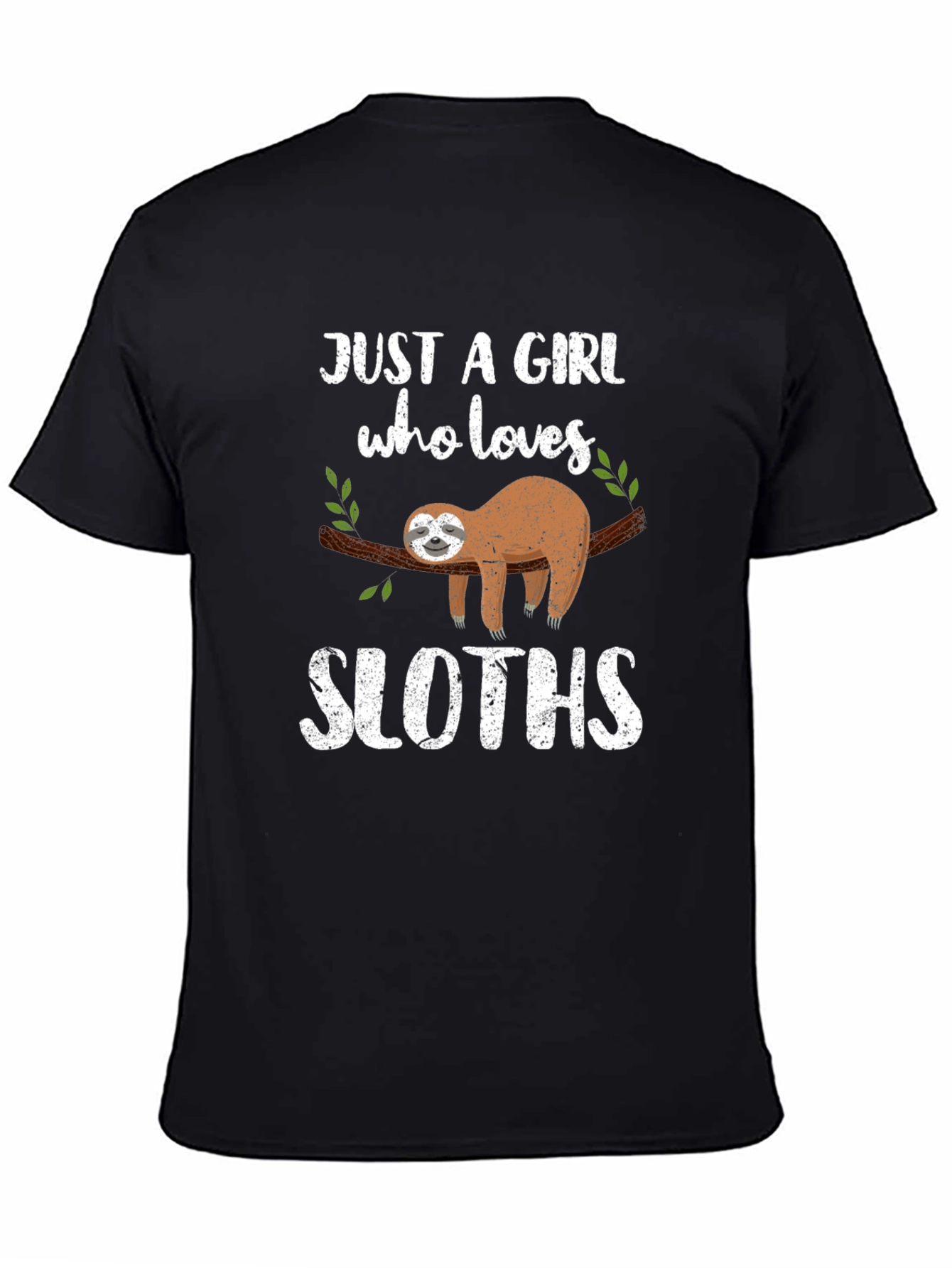 Black Just a Girl Who Loves Sloths T-Shirt view 4