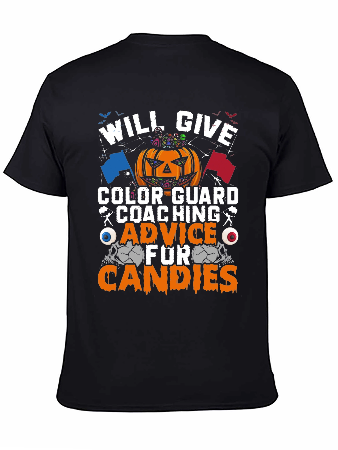Black Halloween Color Guard Coaching T-Shirt view 4