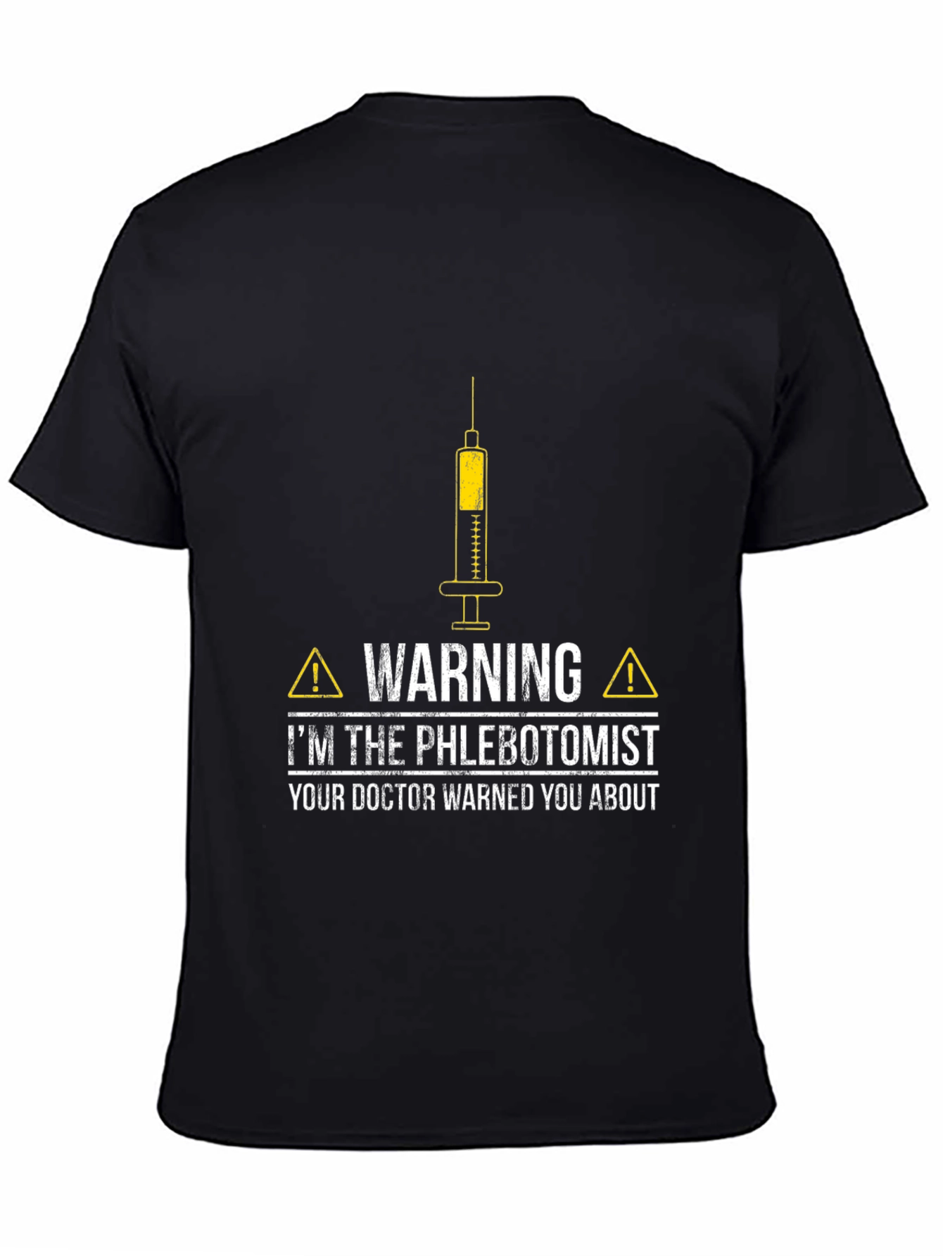 Black Phlebotomist Warning Graphic T-Shirt - Black view 4