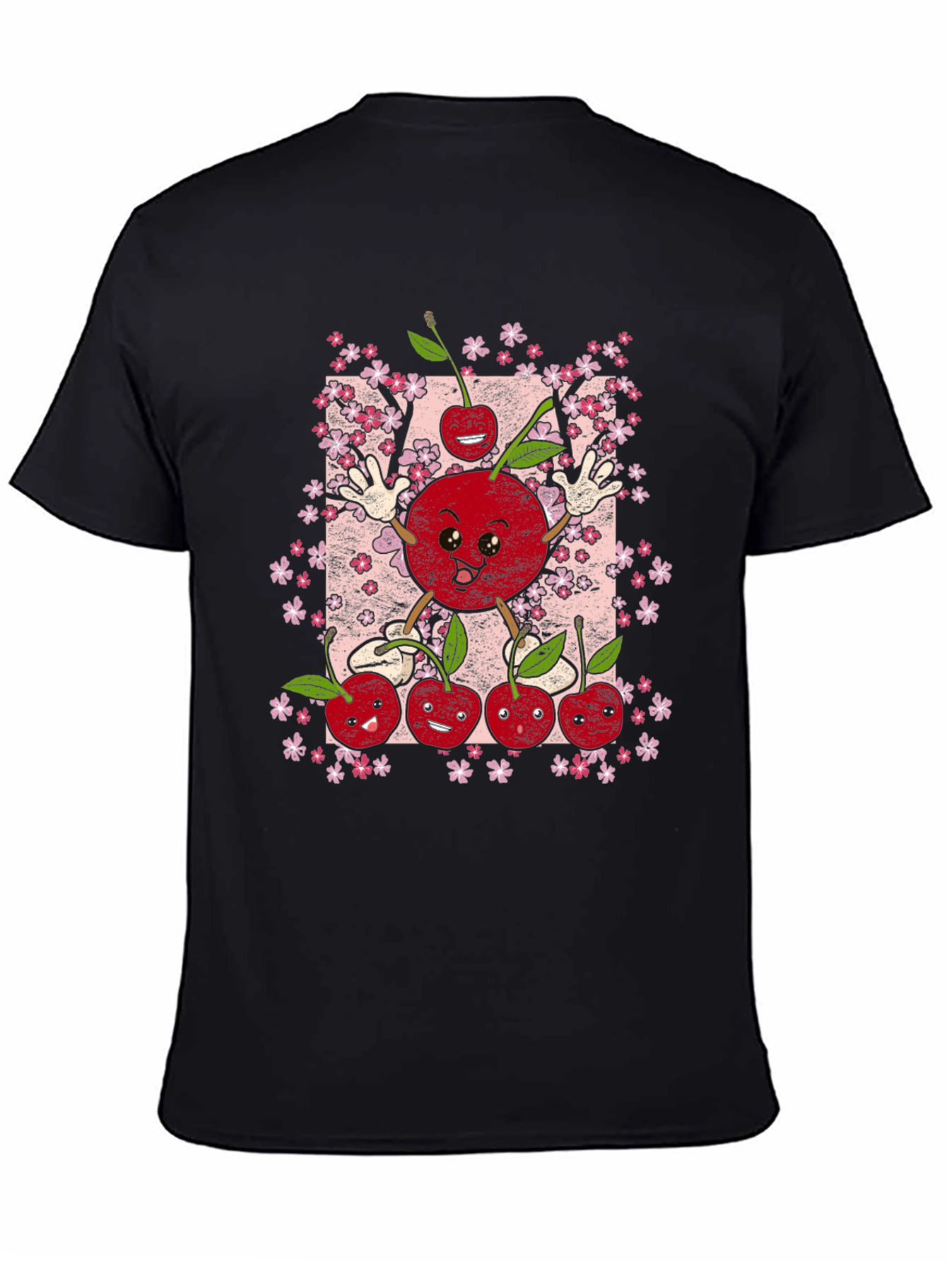 Black Cherry Blossom T-Shirt - Cute Fruit Graphic Tee view 4