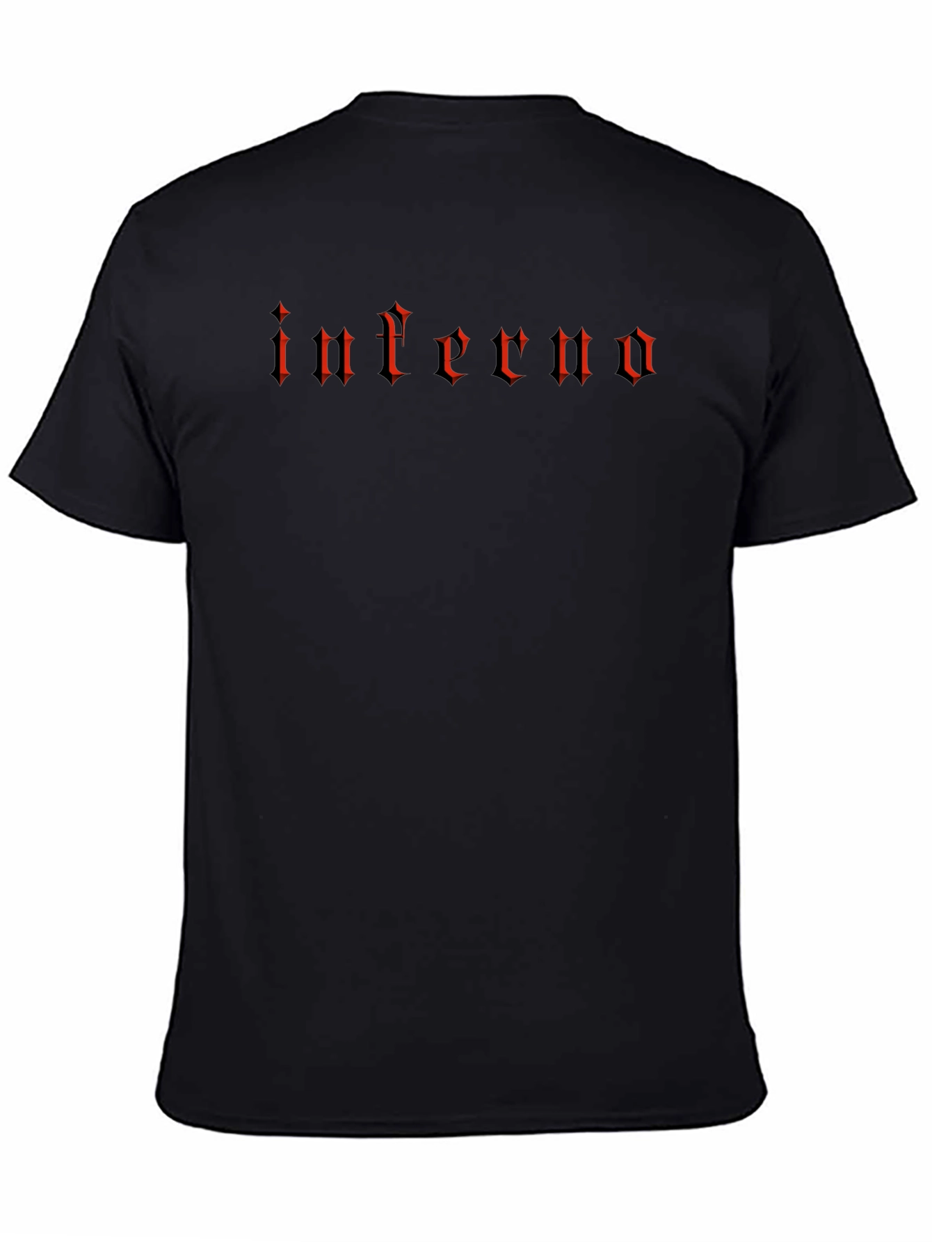 Black Inferno Red Gothic Lettering Black T-Shirt view 4