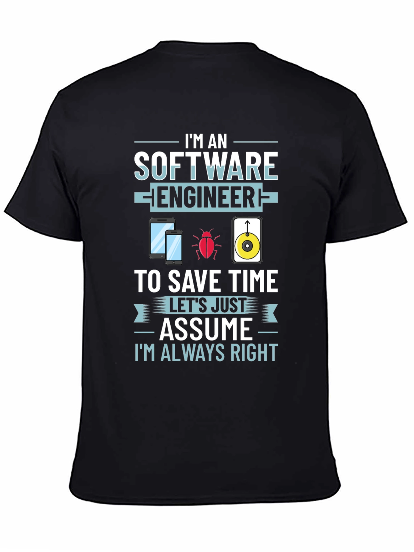 Black Software Engineer Novelty Graphic T-Shirt view 4
