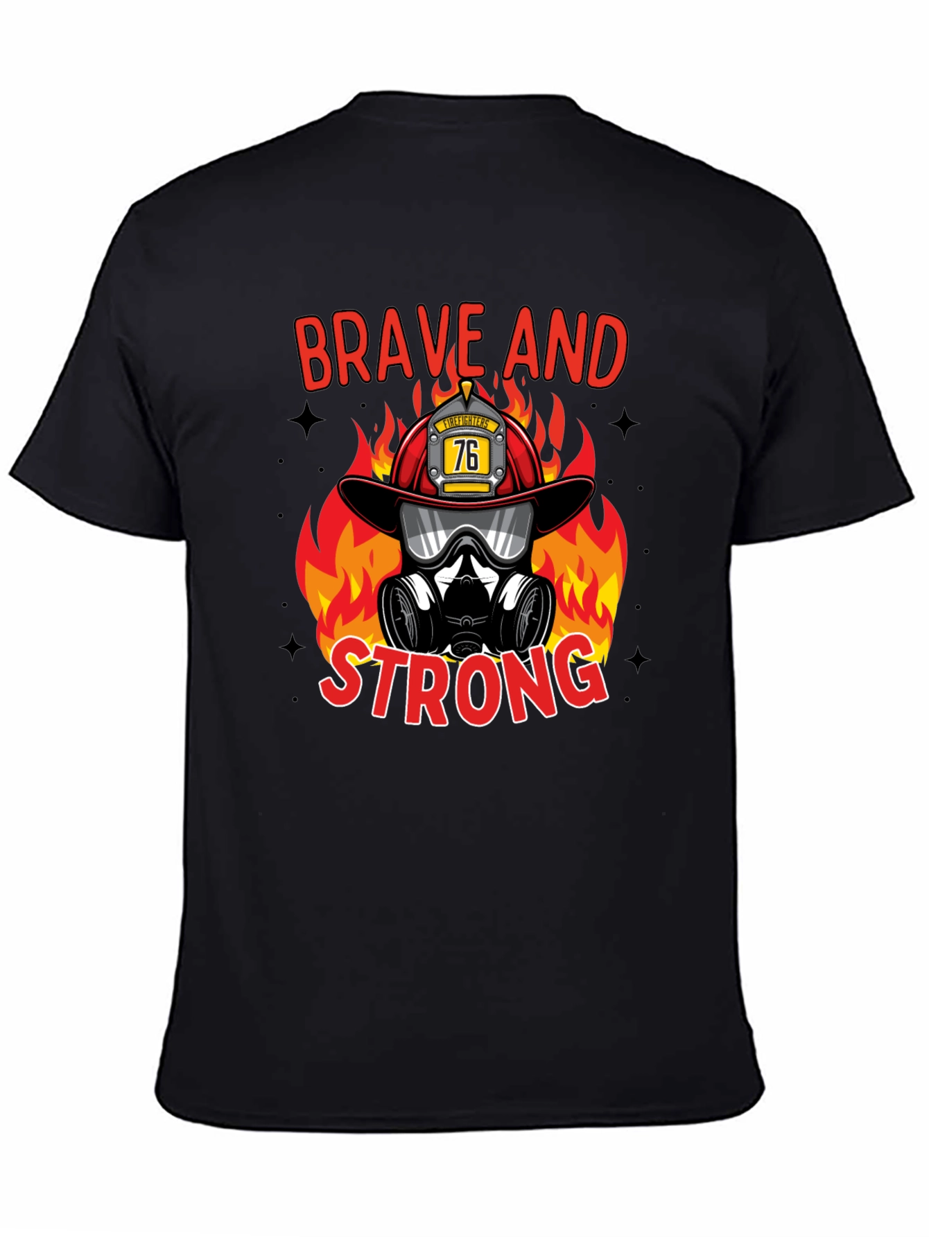 Black Brave Firefighter Graphic T-Shirt view 4